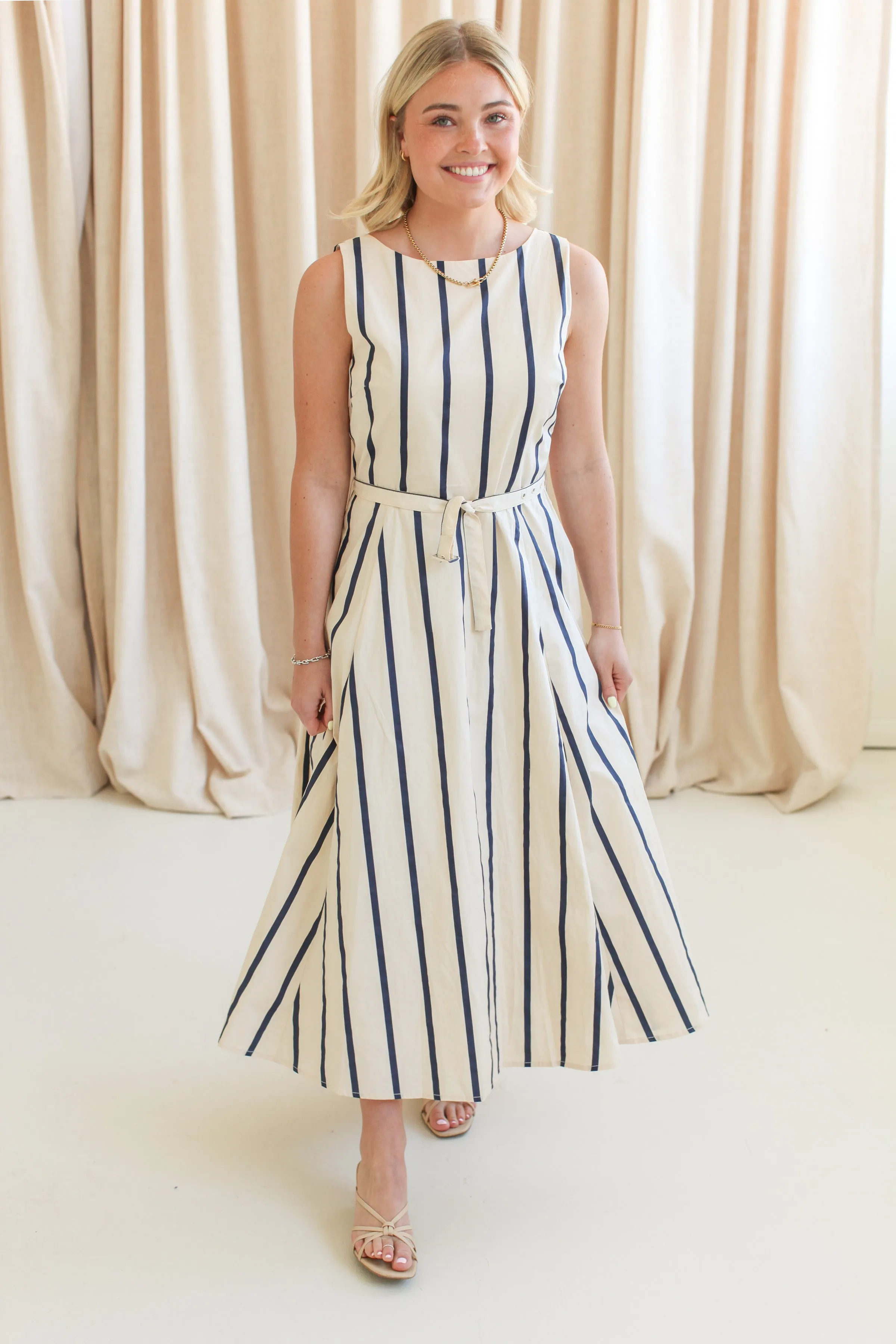 Elana Striped Midi Dress sunset vibe