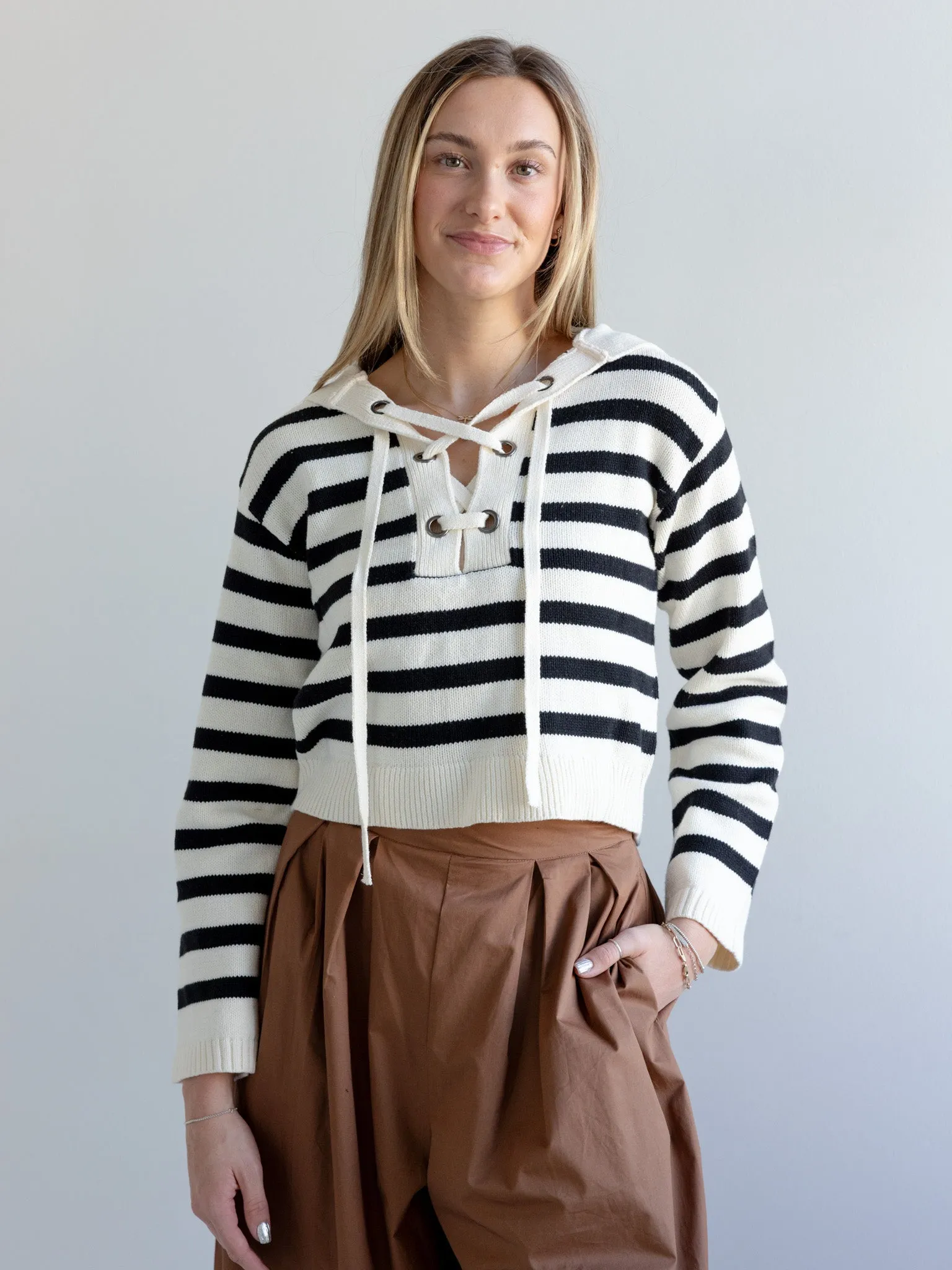 Eliza Lace-Up Sweater Fashion Calm