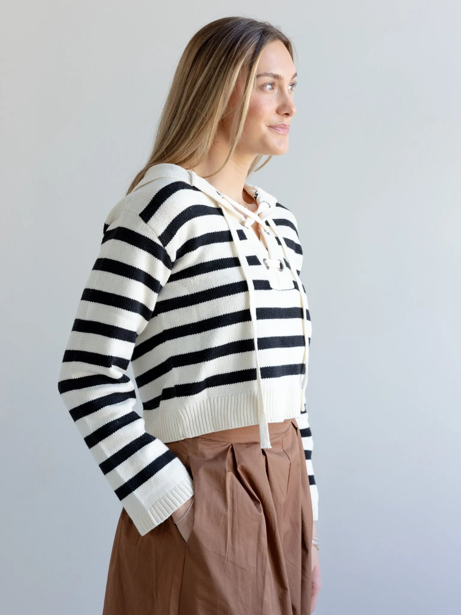 Eliza Lace-Up Sweater Street Poise