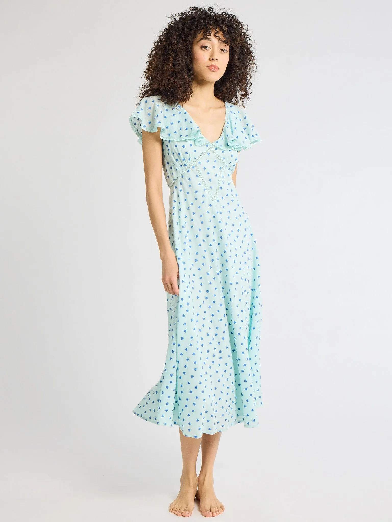 Eloise Dress in Blue Hearts brunch date