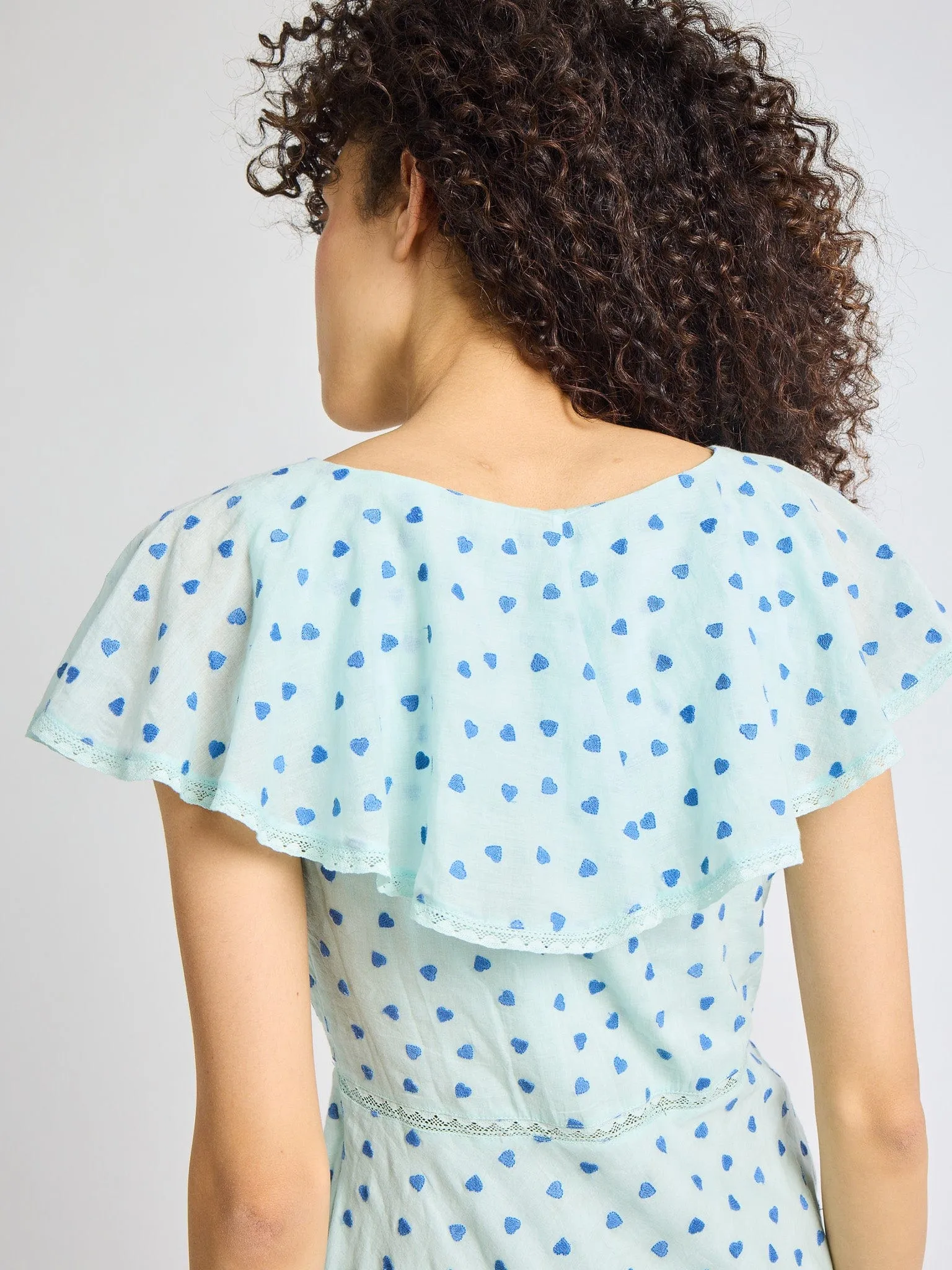 Eloise Dress in Blue Hearts light wrap