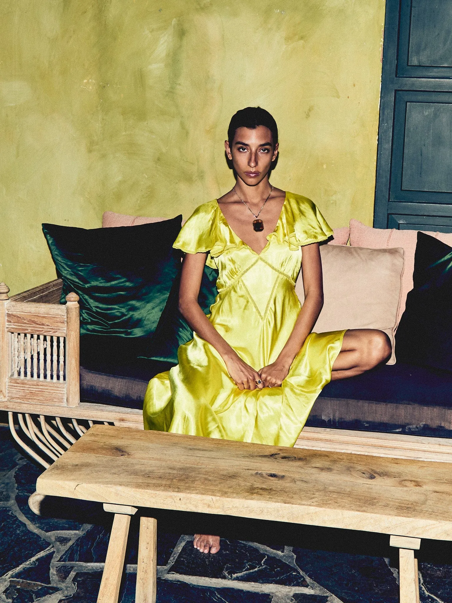 Eloise Dress in Citron daytime glam