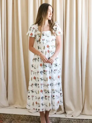 Emery Embroidered Midi Dress garden walk