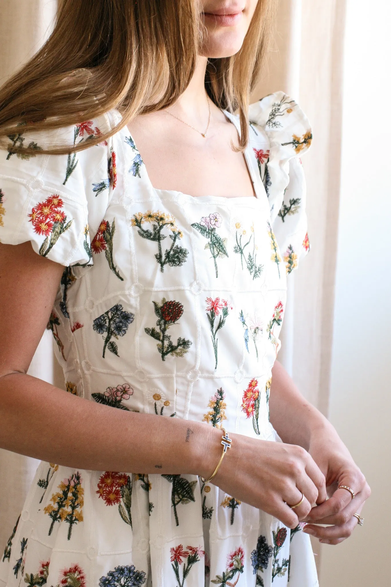 Emery Embroidered Midi Dress light layer