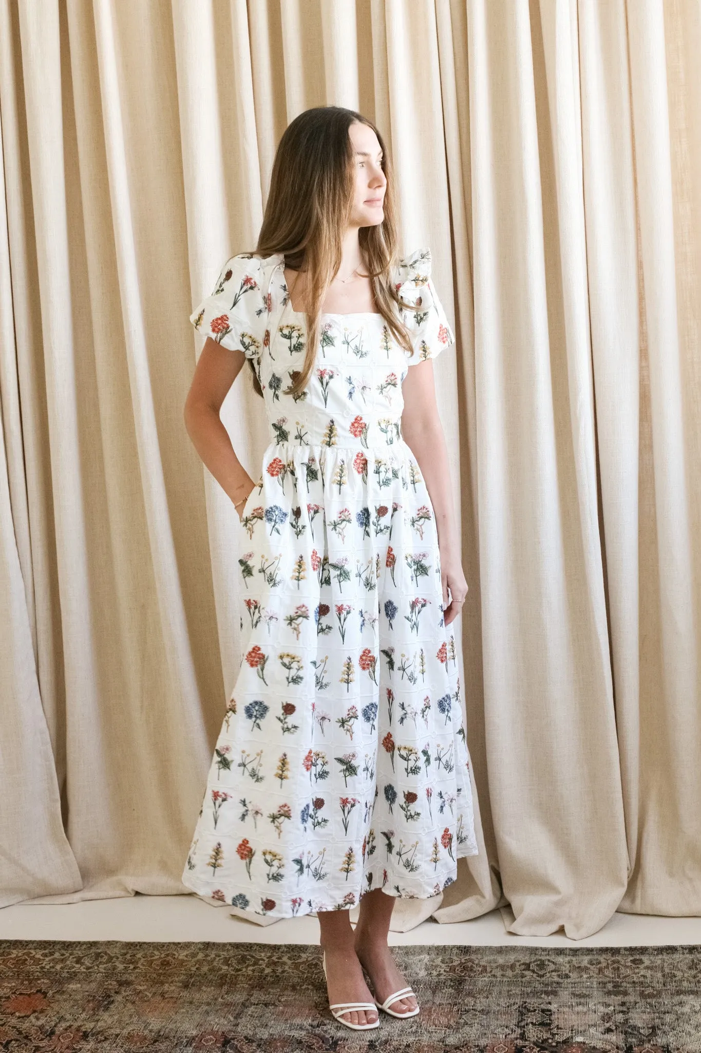 Emery Embroidered Midi Dress classic feel