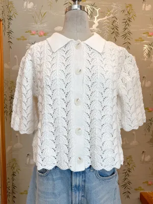 Esther Crocheted Cardigan- Ivory Smooth Layer