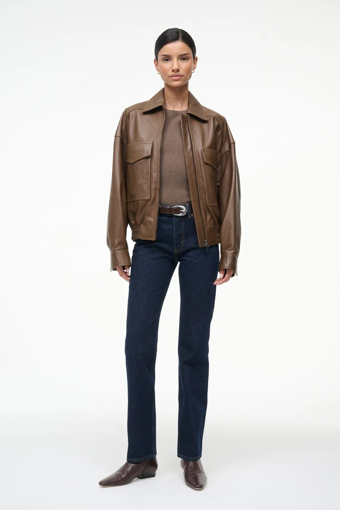 EUGENE LEATHER JACKET | TRUFFLE snow shade