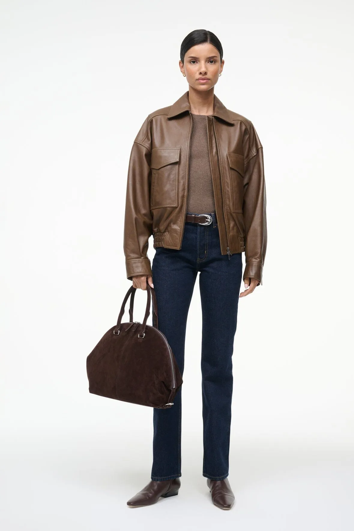 EUGENE LEATHER JACKET | TRUFFLE sand trace