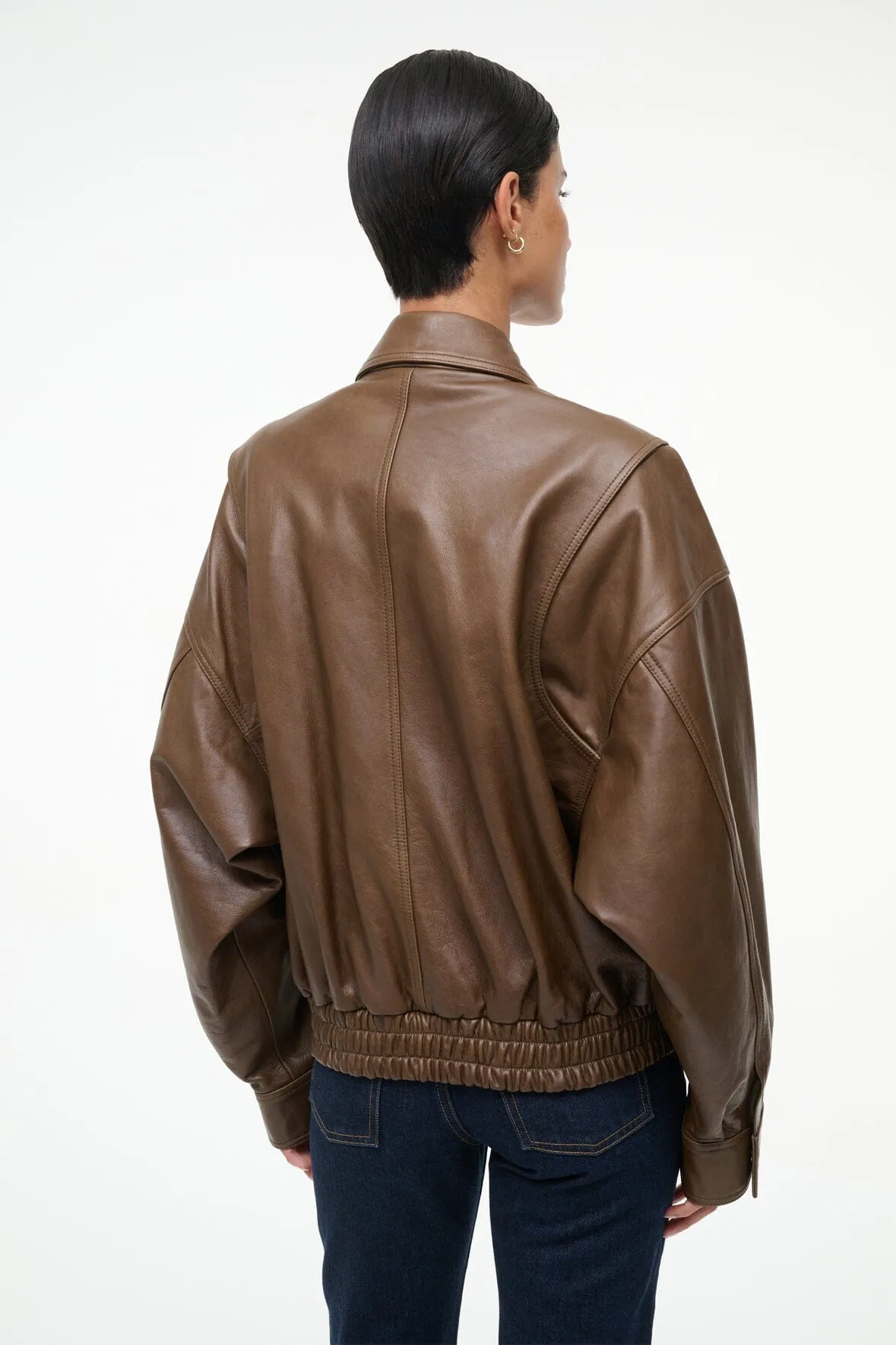 EUGENE LEATHER JACKET | TRUFFLE peak calm
