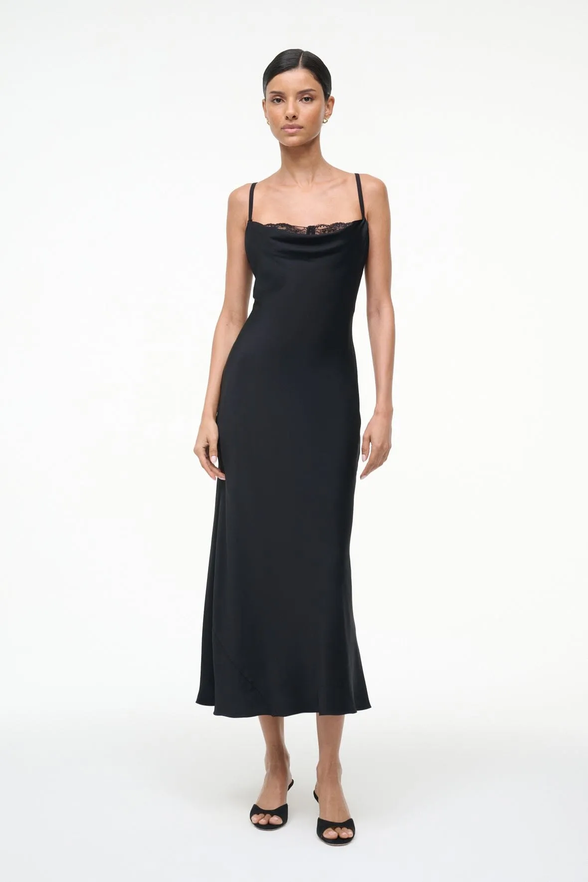 EVANGELINE SILK MIDI DRESS | BLACK lazy luxe