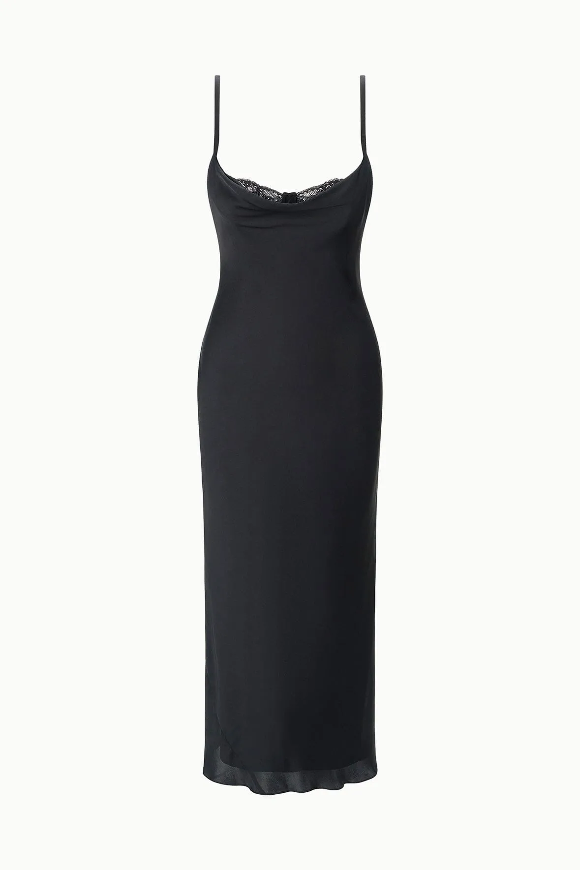 EVANGELINE SILK MIDI DRESS | BLACK mix tone