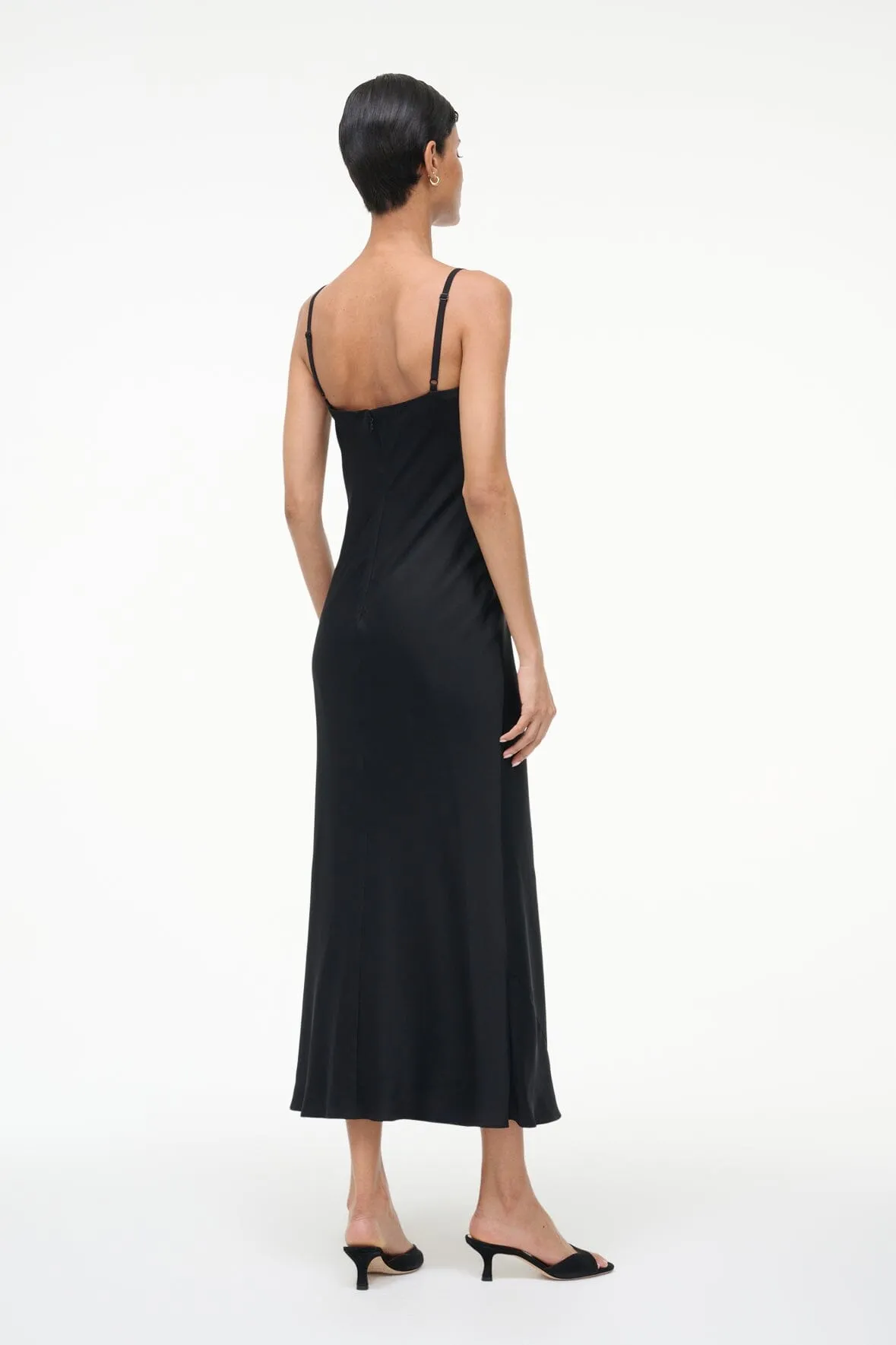 EVANGELINE SILK MIDI DRESS | BLACK classy mood