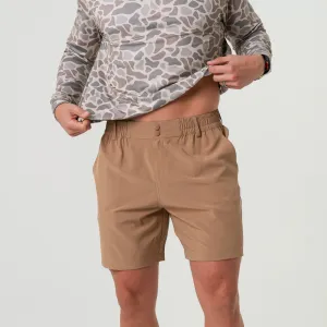 Everyday Short - Desert Tan - Flying Ducks Green Pocket patch design