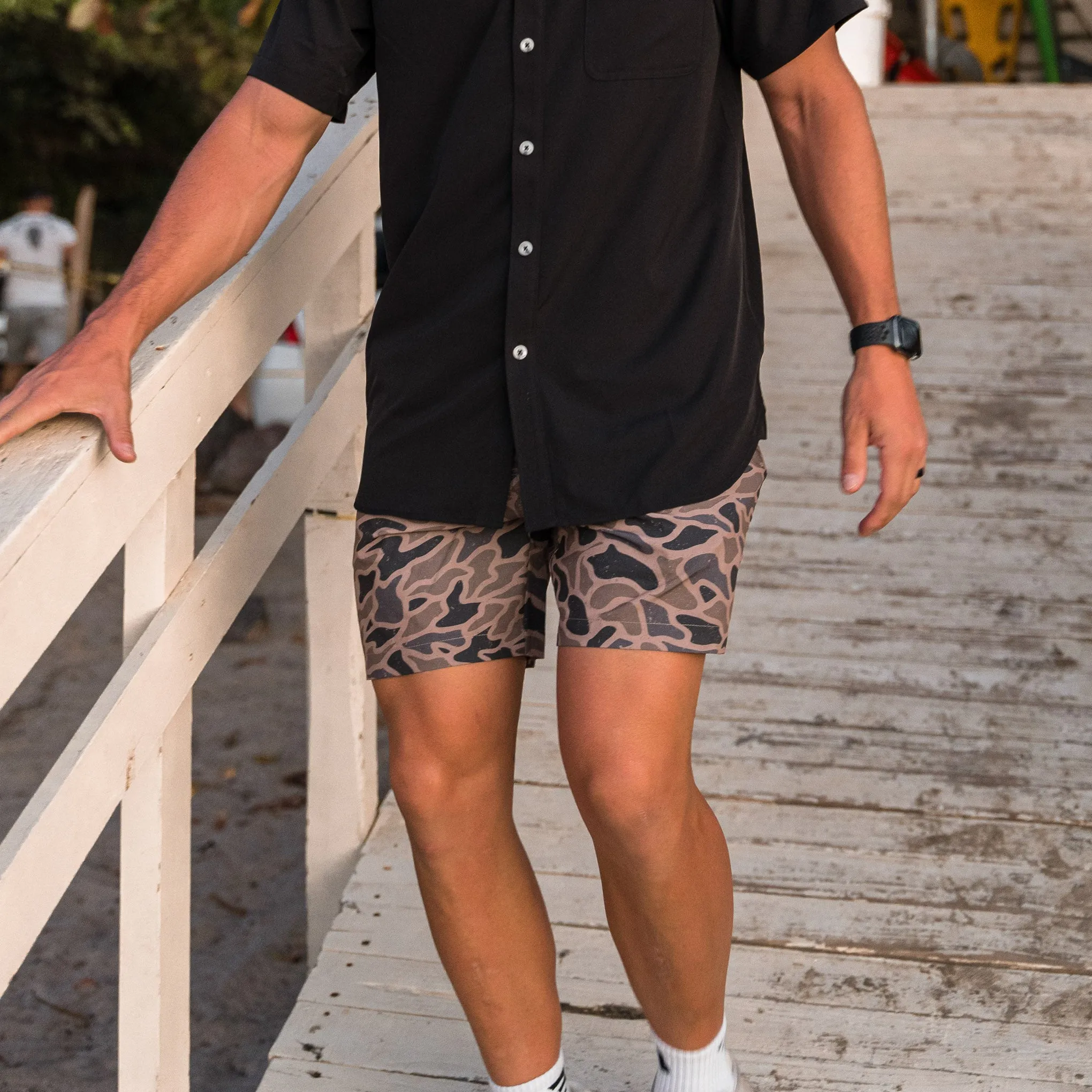 Everyday Short - Gauge Camo - Black Pocket elastic waist