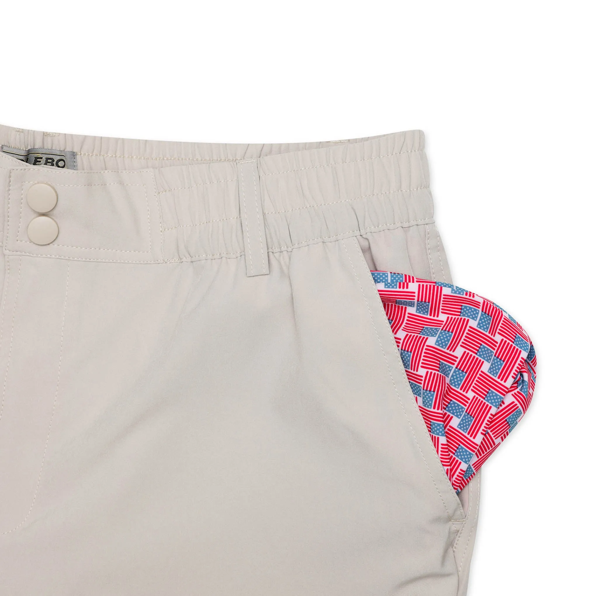 Everyday Short - Light Khaki - American Flag Pocket skin friendly