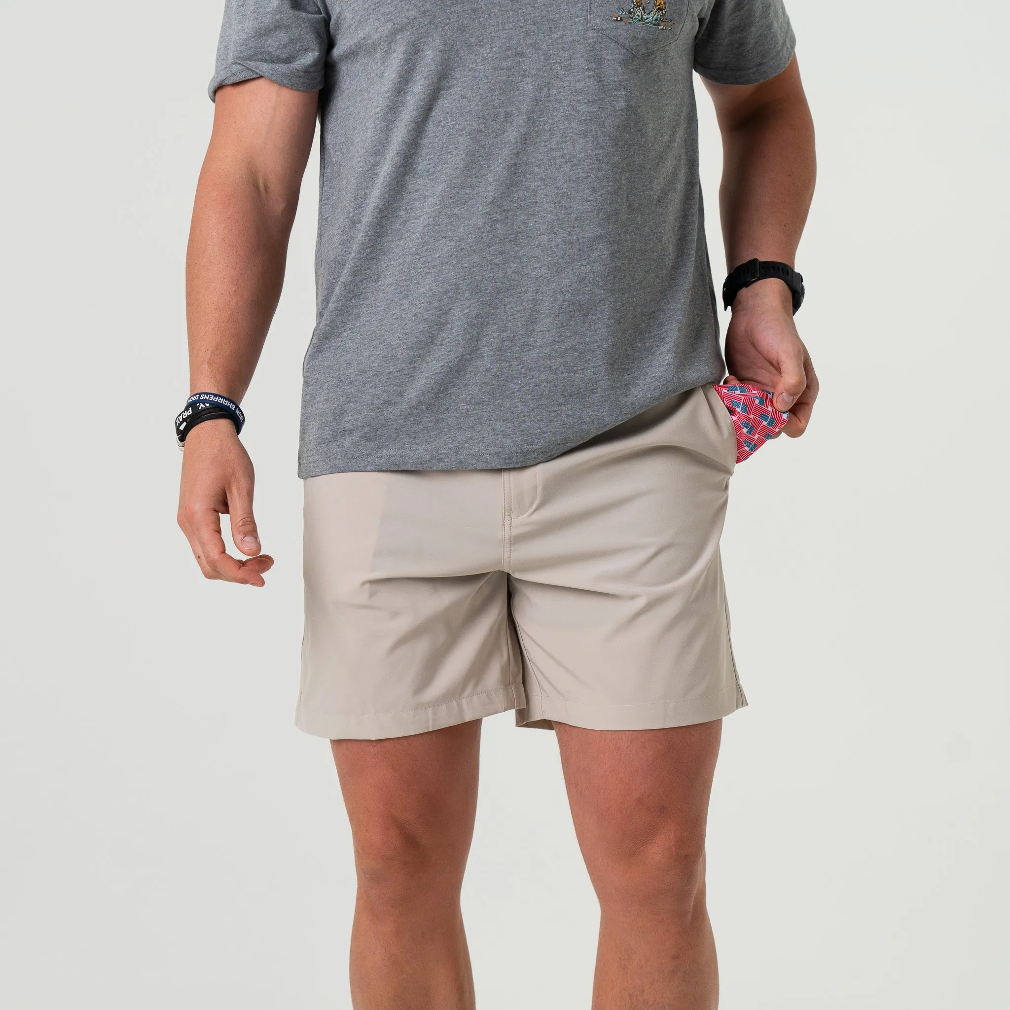 Everyday Short - Light Khaki - American Flag Pocket multi purpose