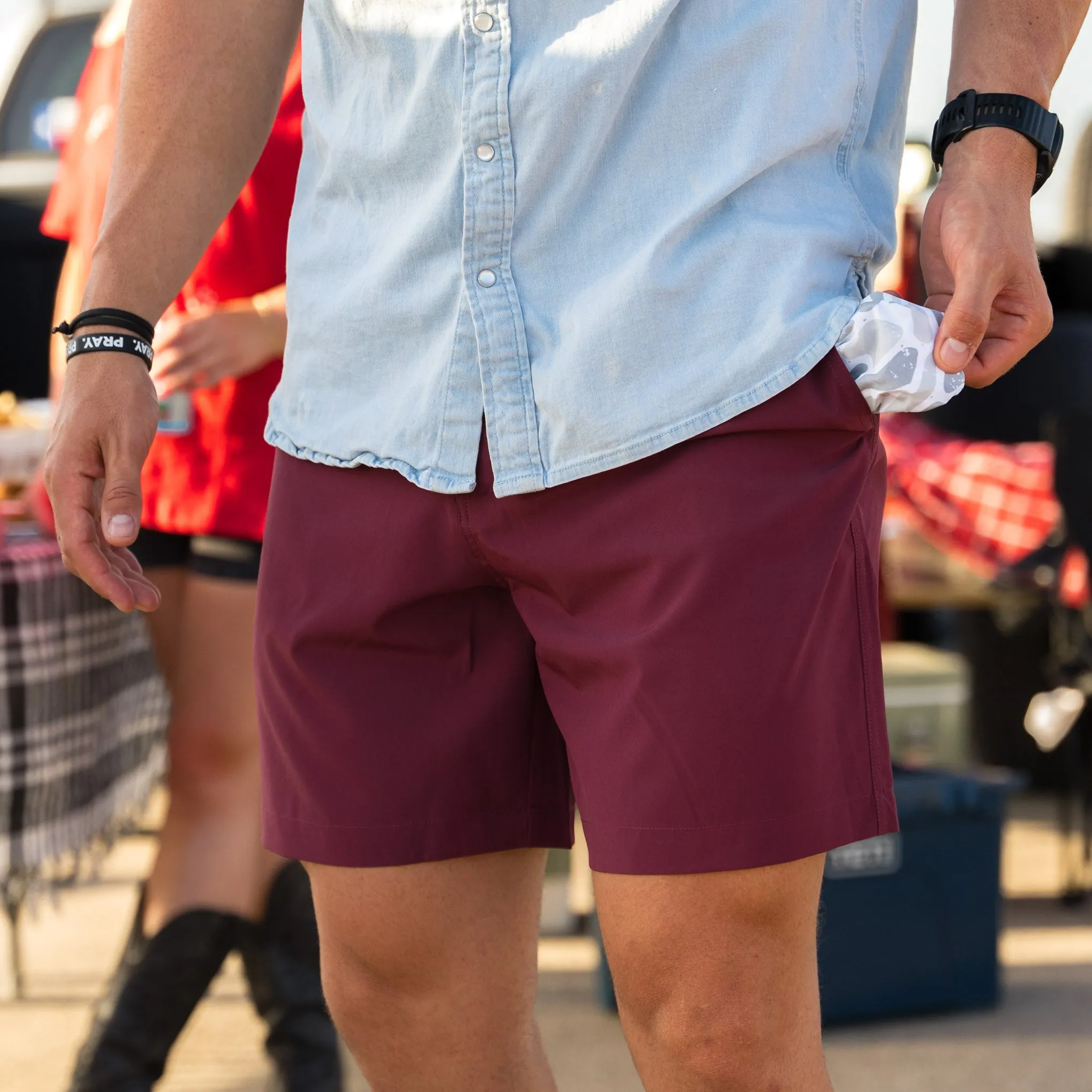Everyday Short - Maroon - White Camo Pocket classy fit