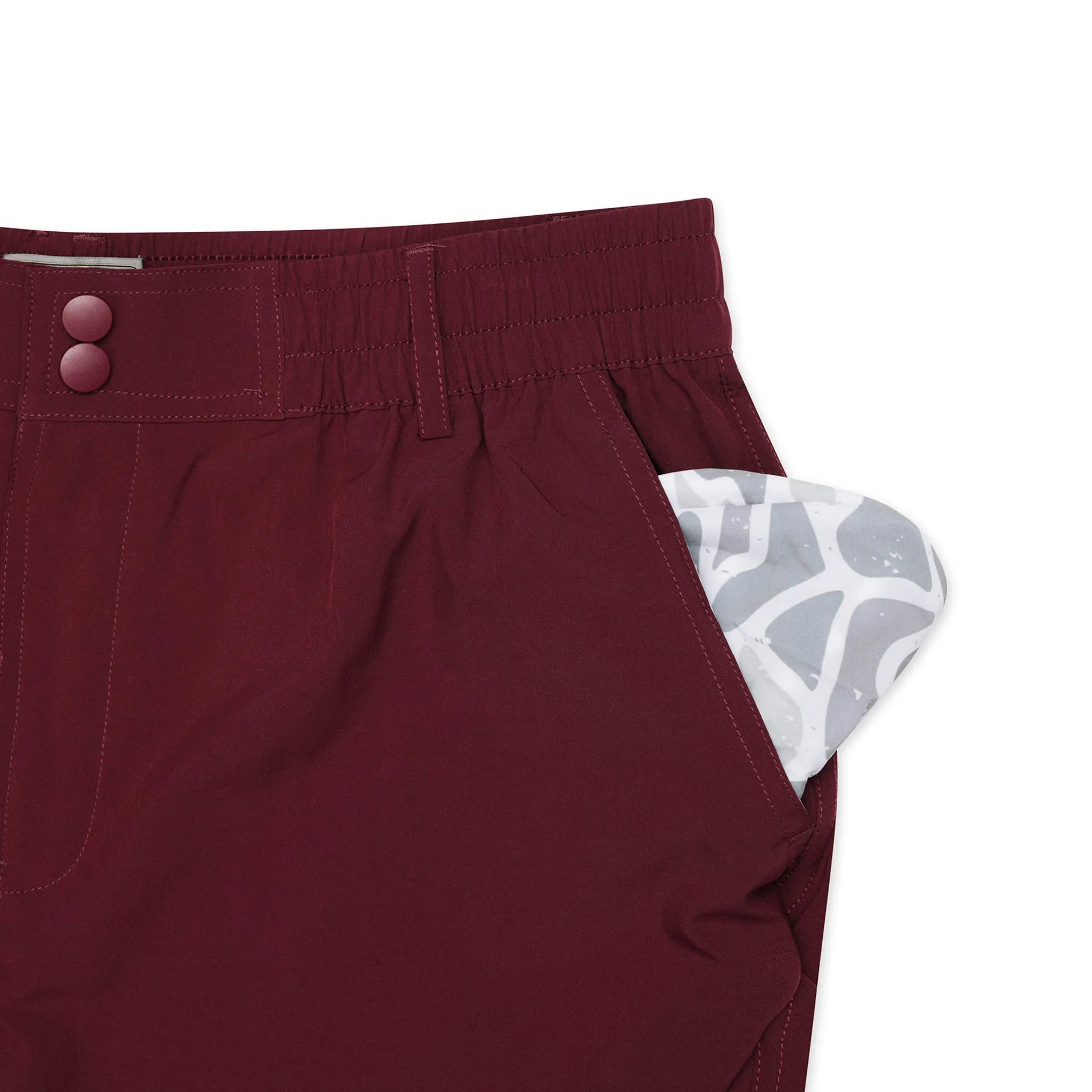 Everyday Short - Maroon - White Camo Pocket water resistant