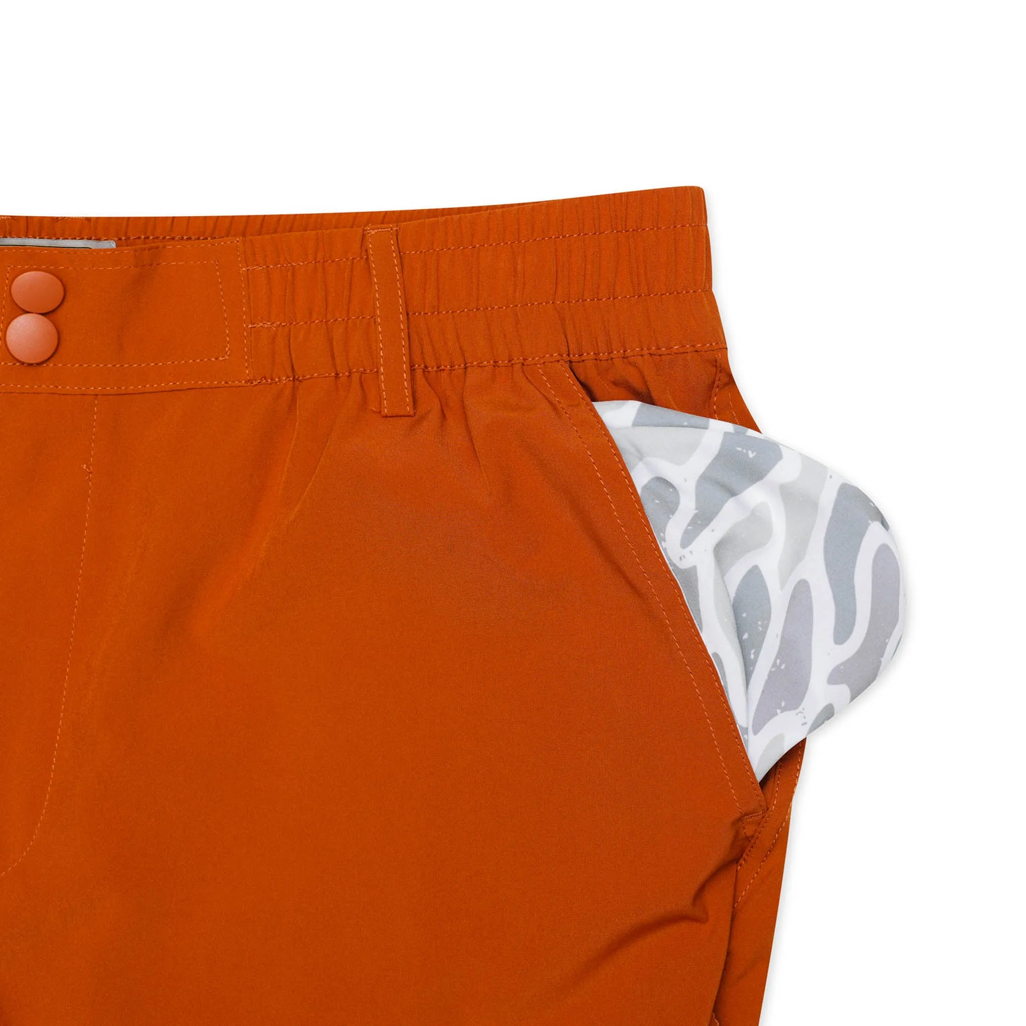 Everyday Short - Orange - White Camo Pocket cool summer