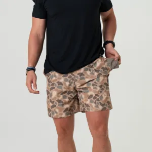 Everyday Short - Pintail Camo - Brown Pocket yoga pants