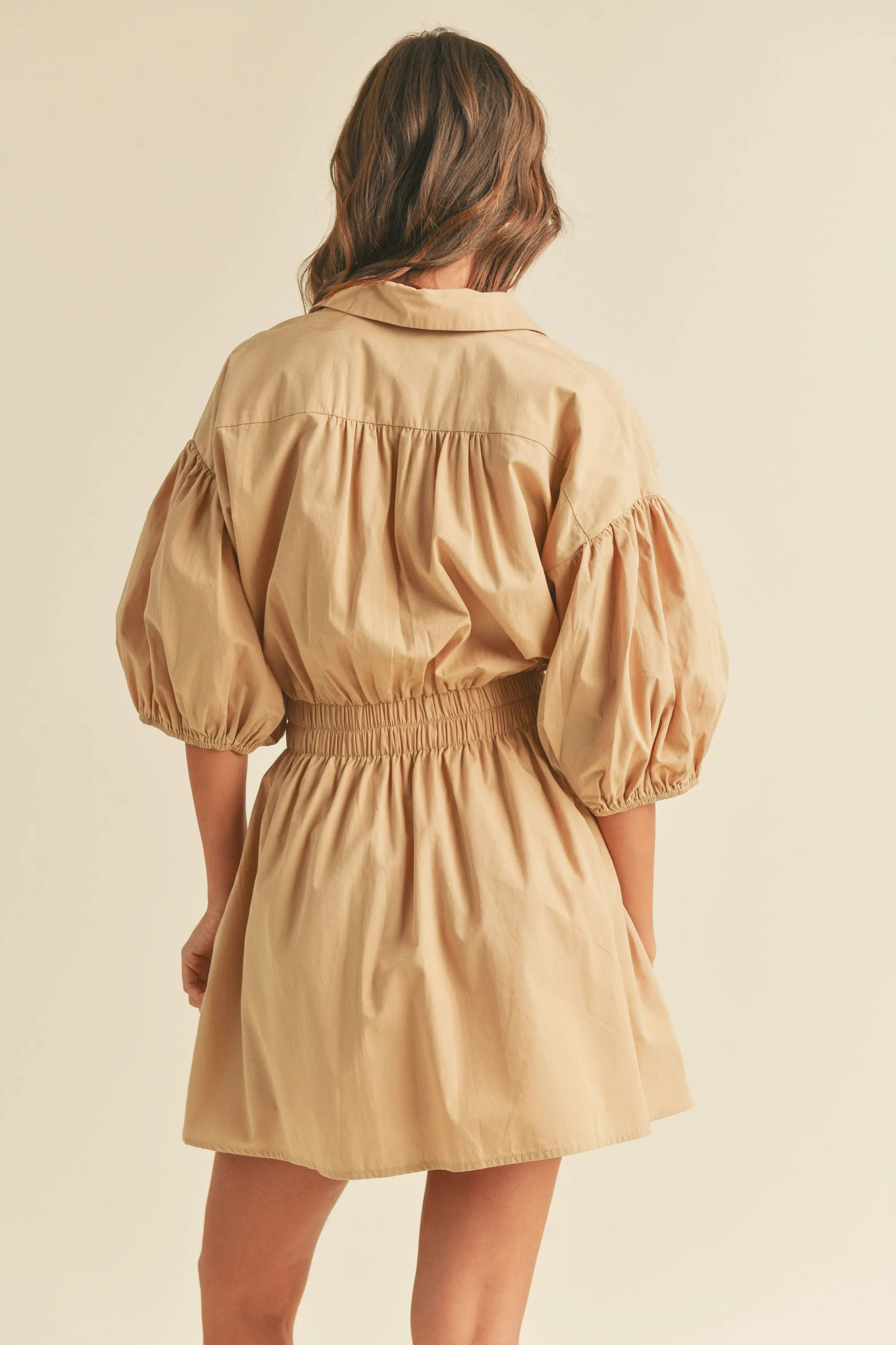 Evie Poplin Dress - Taupe calm tone