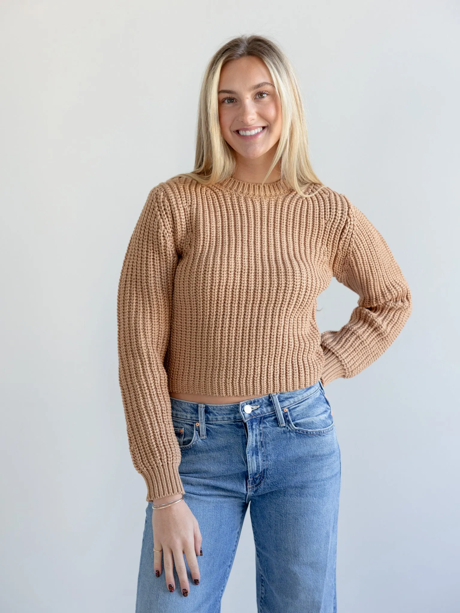 Farrah Knit Sweater Camel Peaceful Mood