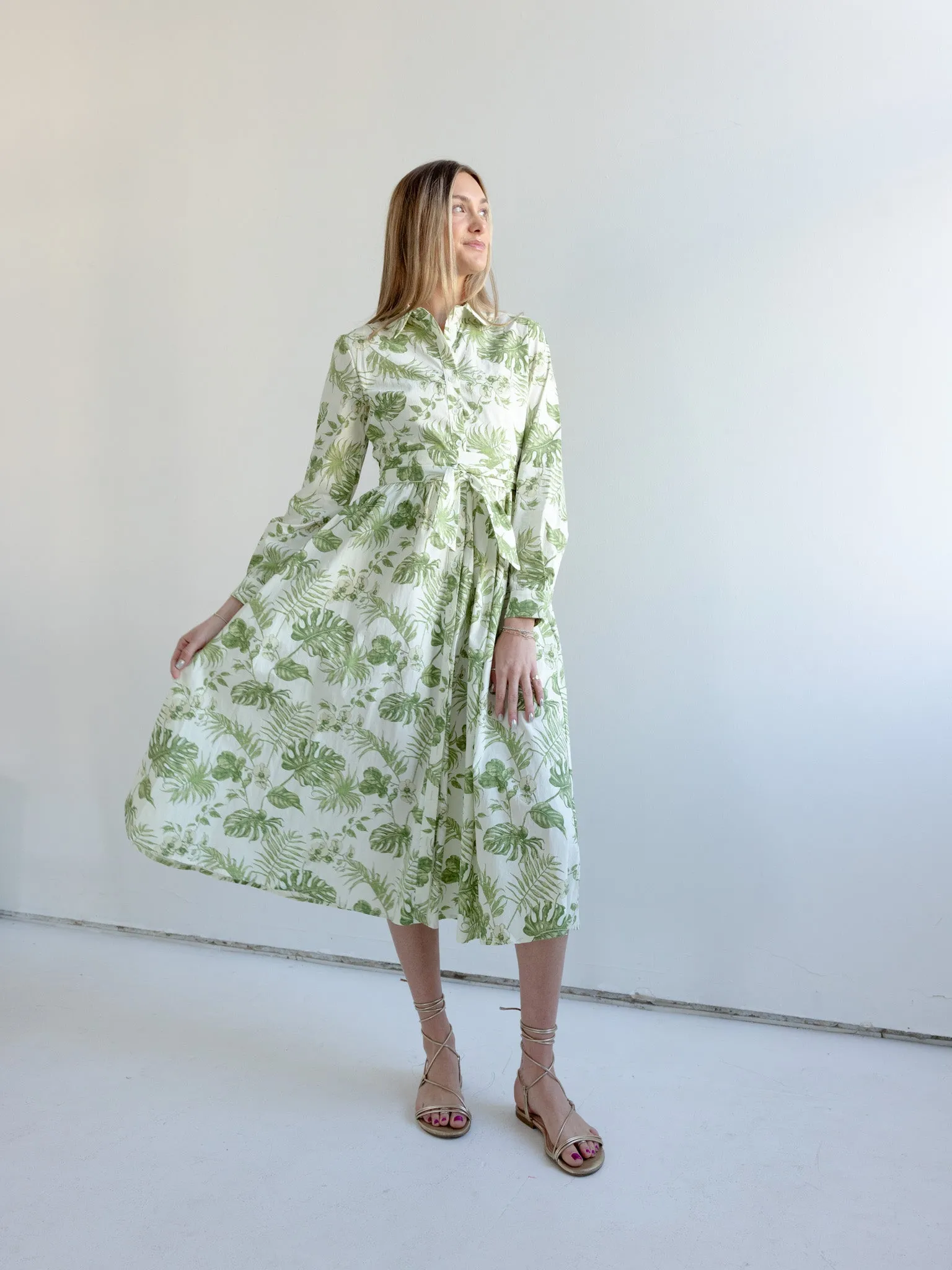 Fern Belted Midi Dress office wear