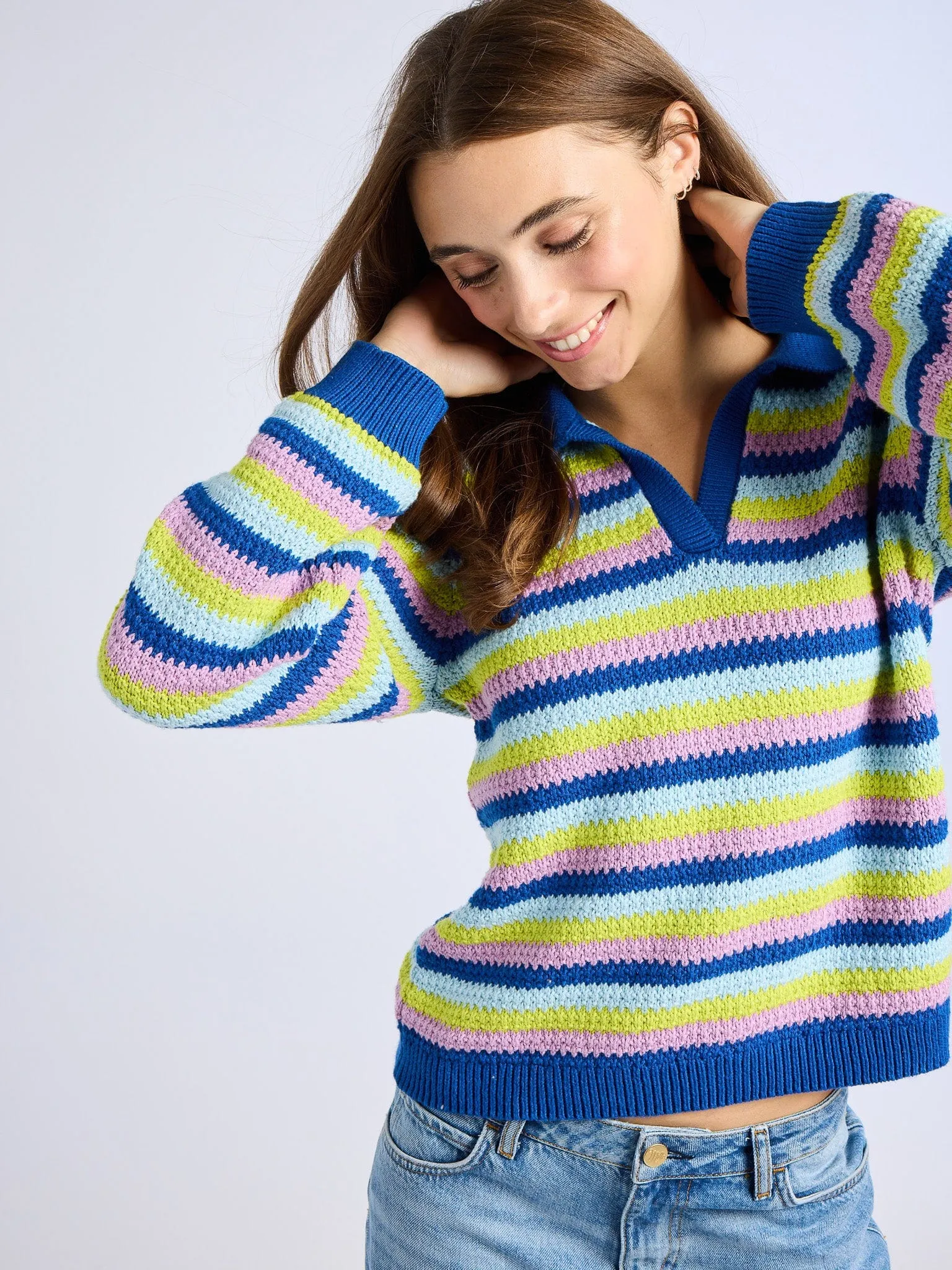 Flora Henley in Printemps Stripe Casual Calm