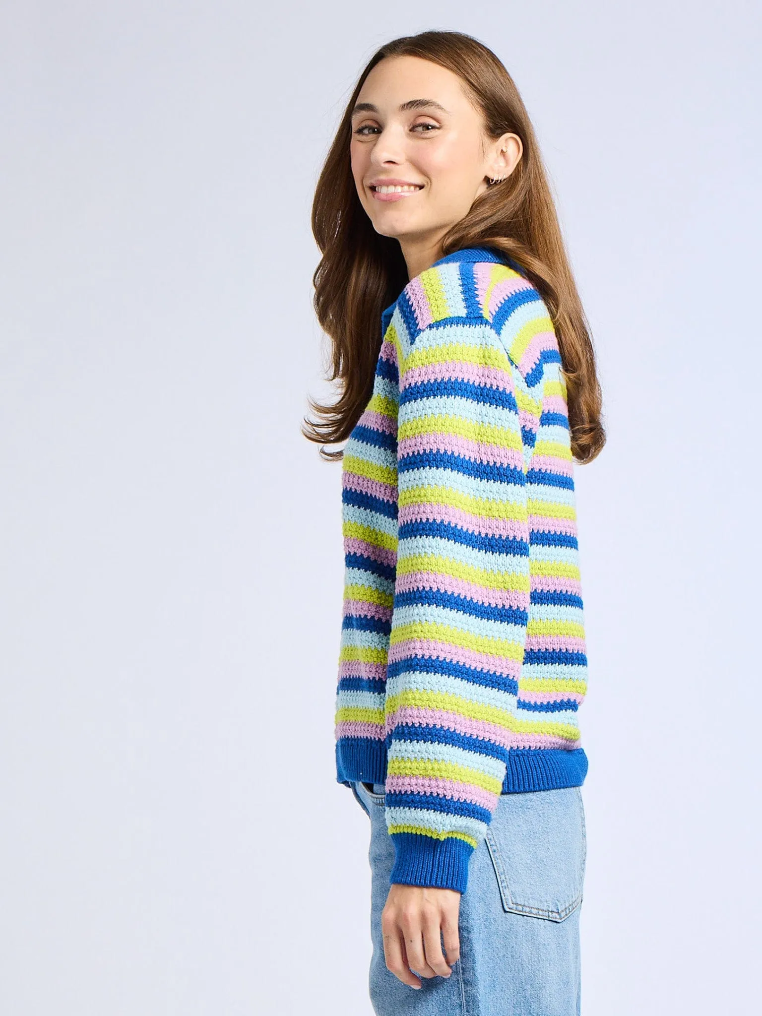 Flora Henley in Printemps Stripe Subtle Touch