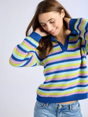 Flora Henley in Printemps Stripe Casual Calm