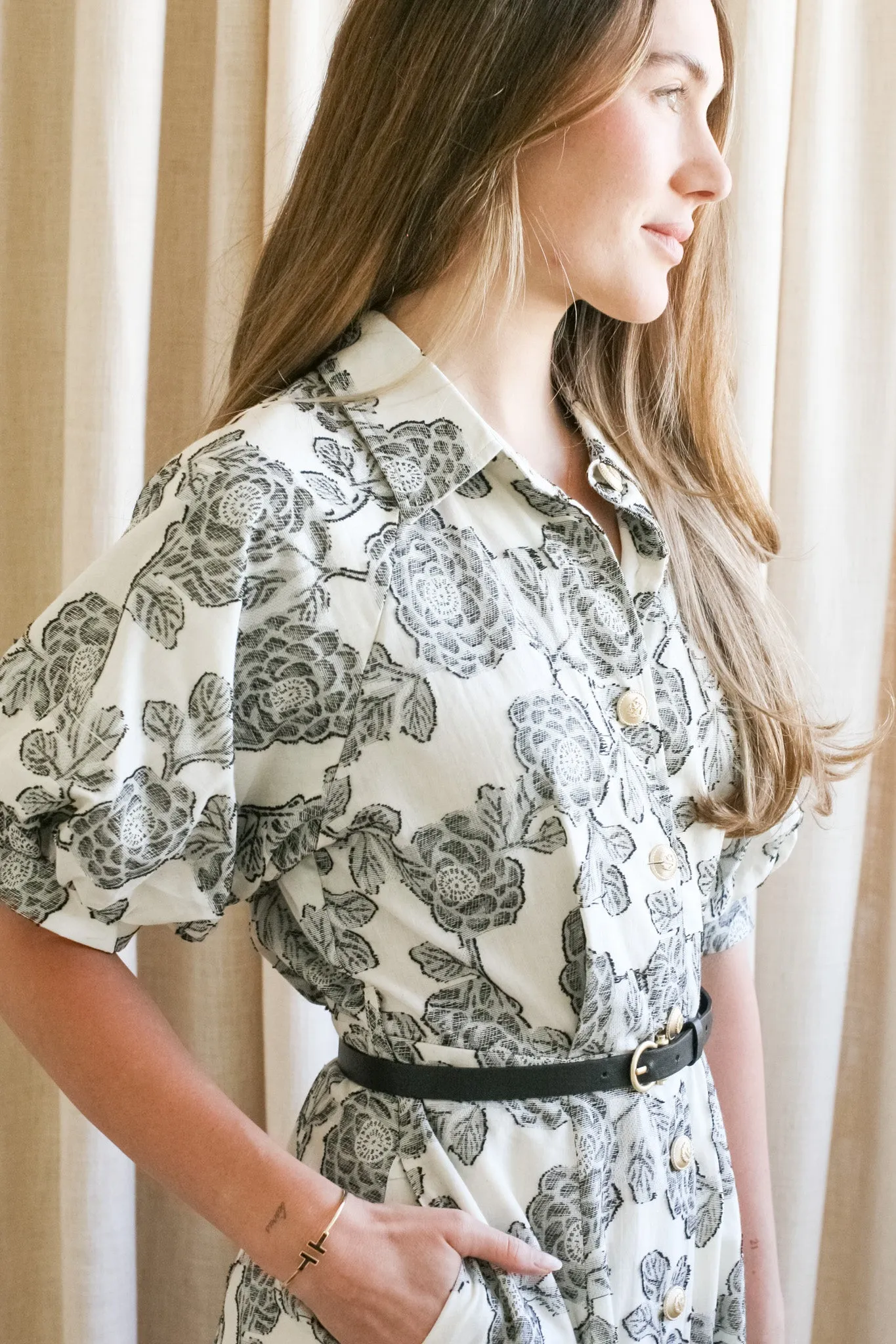 Floral Puff Sleeve Dress light layer
