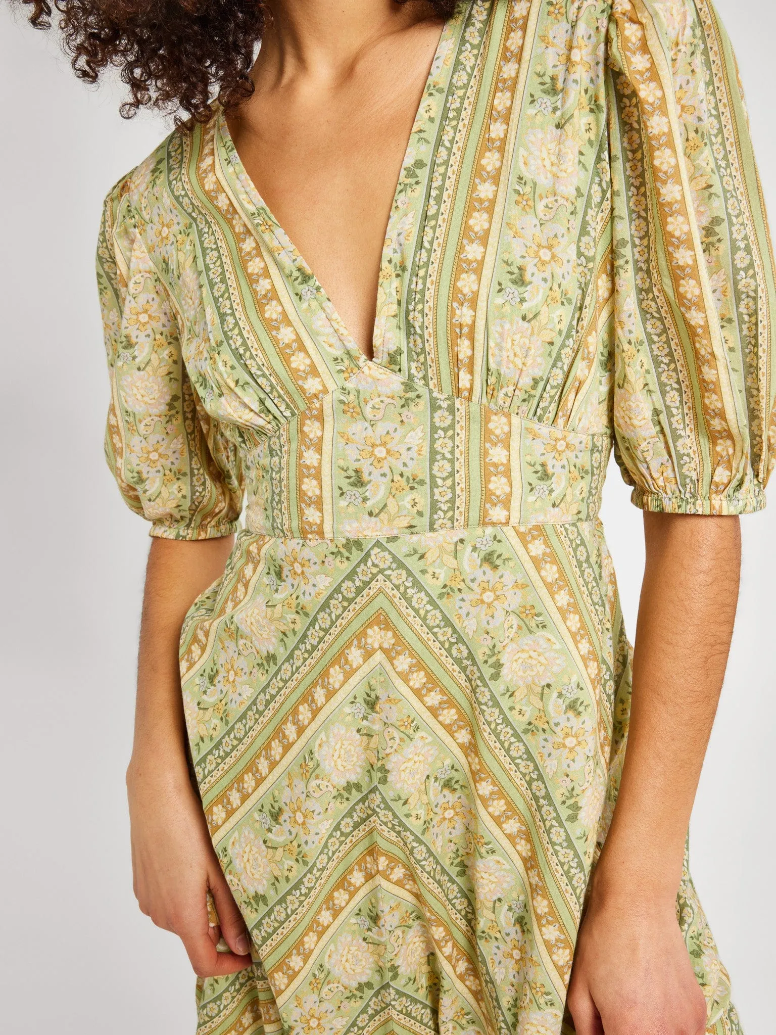 Florencia Dress in Cotswold Stripe sunset walk