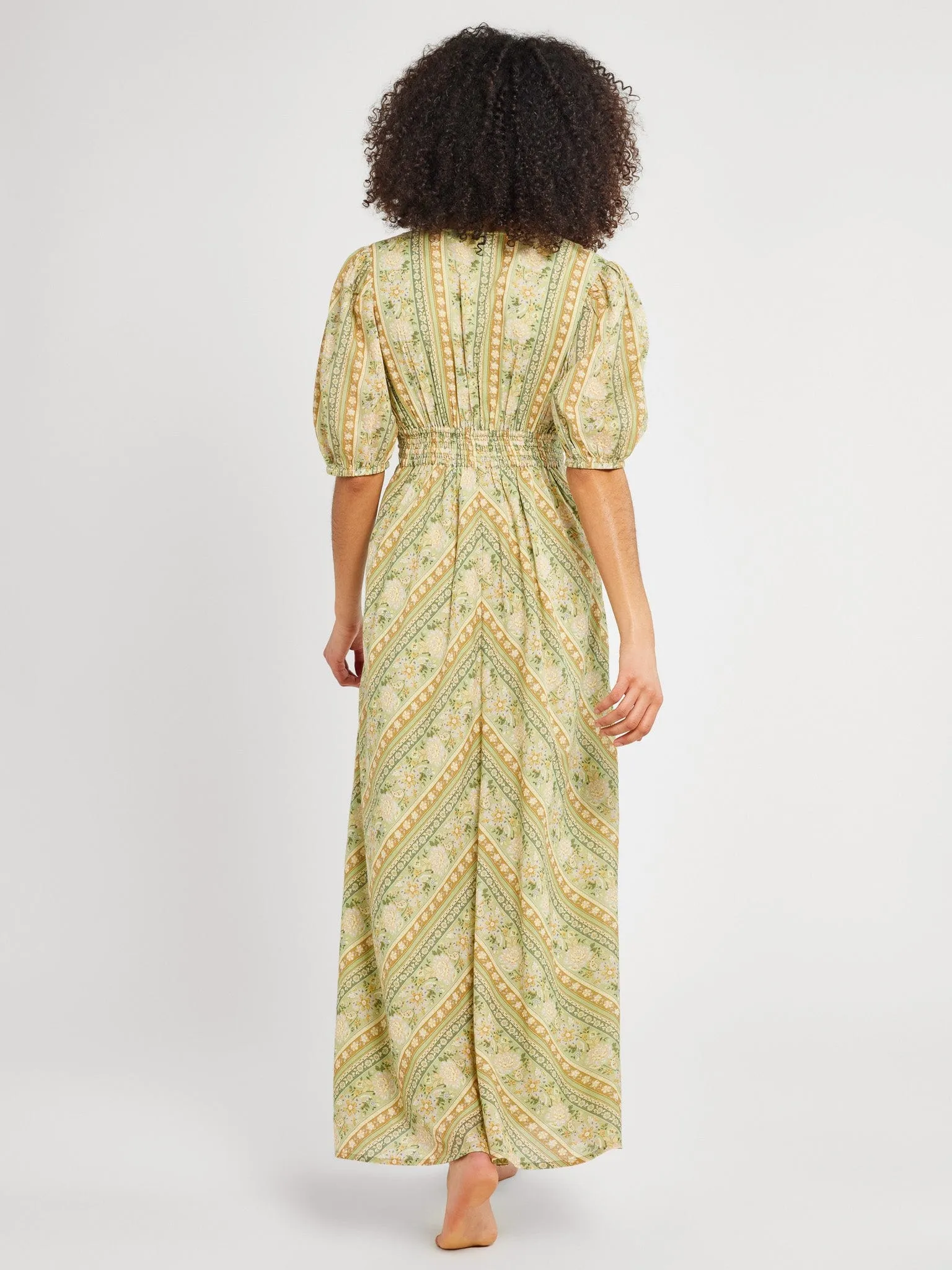 Florencia Dress in Cotswold Stripe shine mode