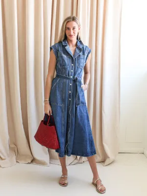 Frances Denim Midi Dress chill touch