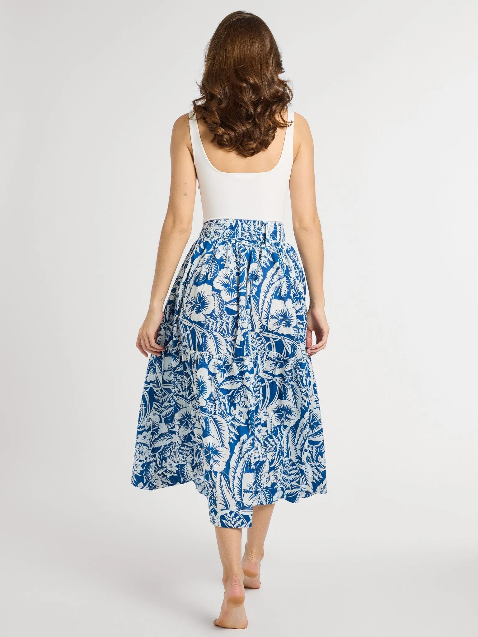 Francoise Skirt in Blue Hibiscus light motion