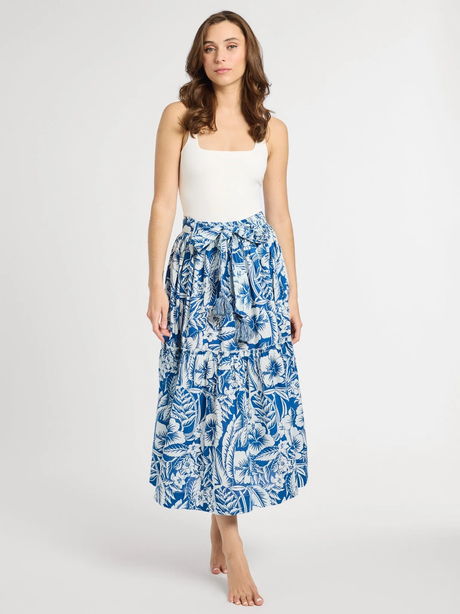 Francoise Skirt in Blue Hibiscus trend symbol