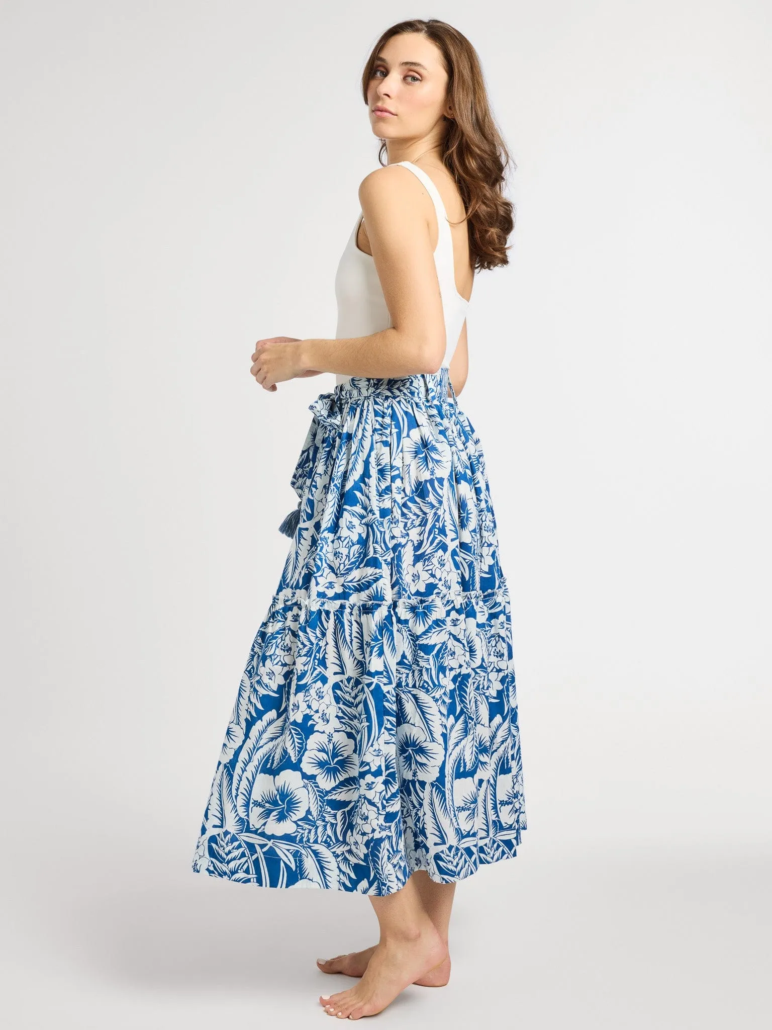 Francoise Skirt in Blue Hibiscus office style