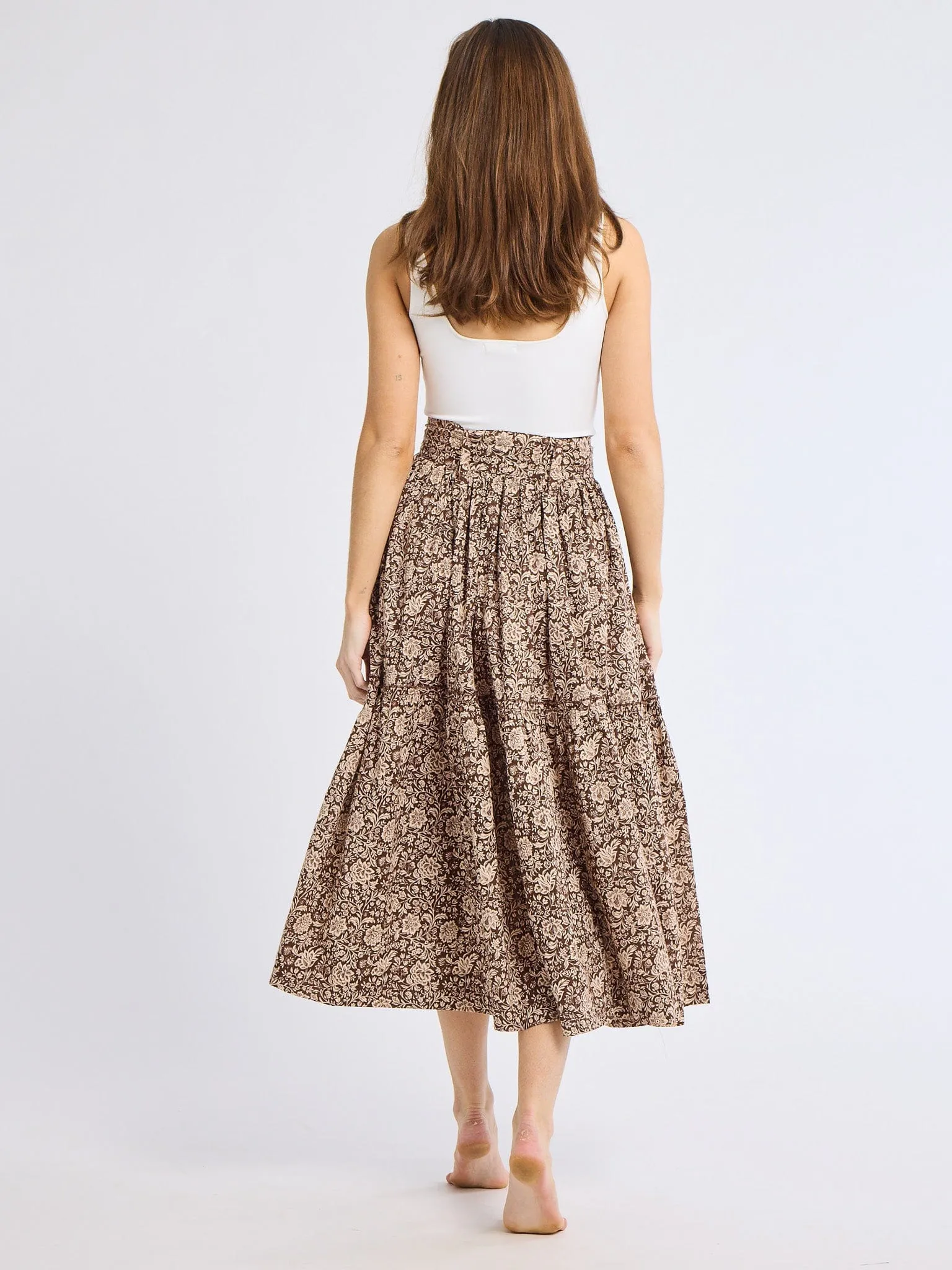 Francoise Skirt in Cocoa Floral simple chic