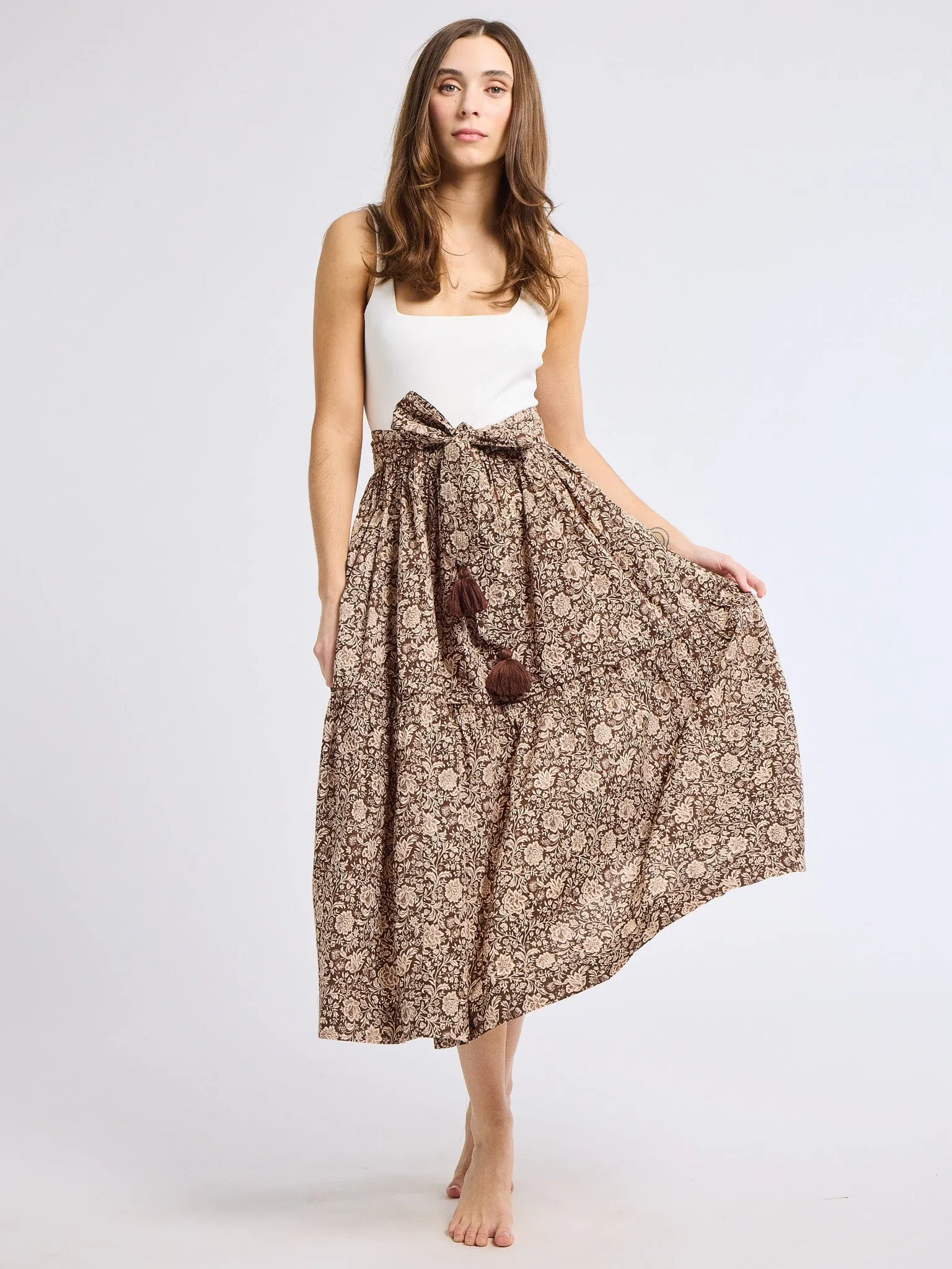 Francoise Skirt in Cocoa Floral classic charm