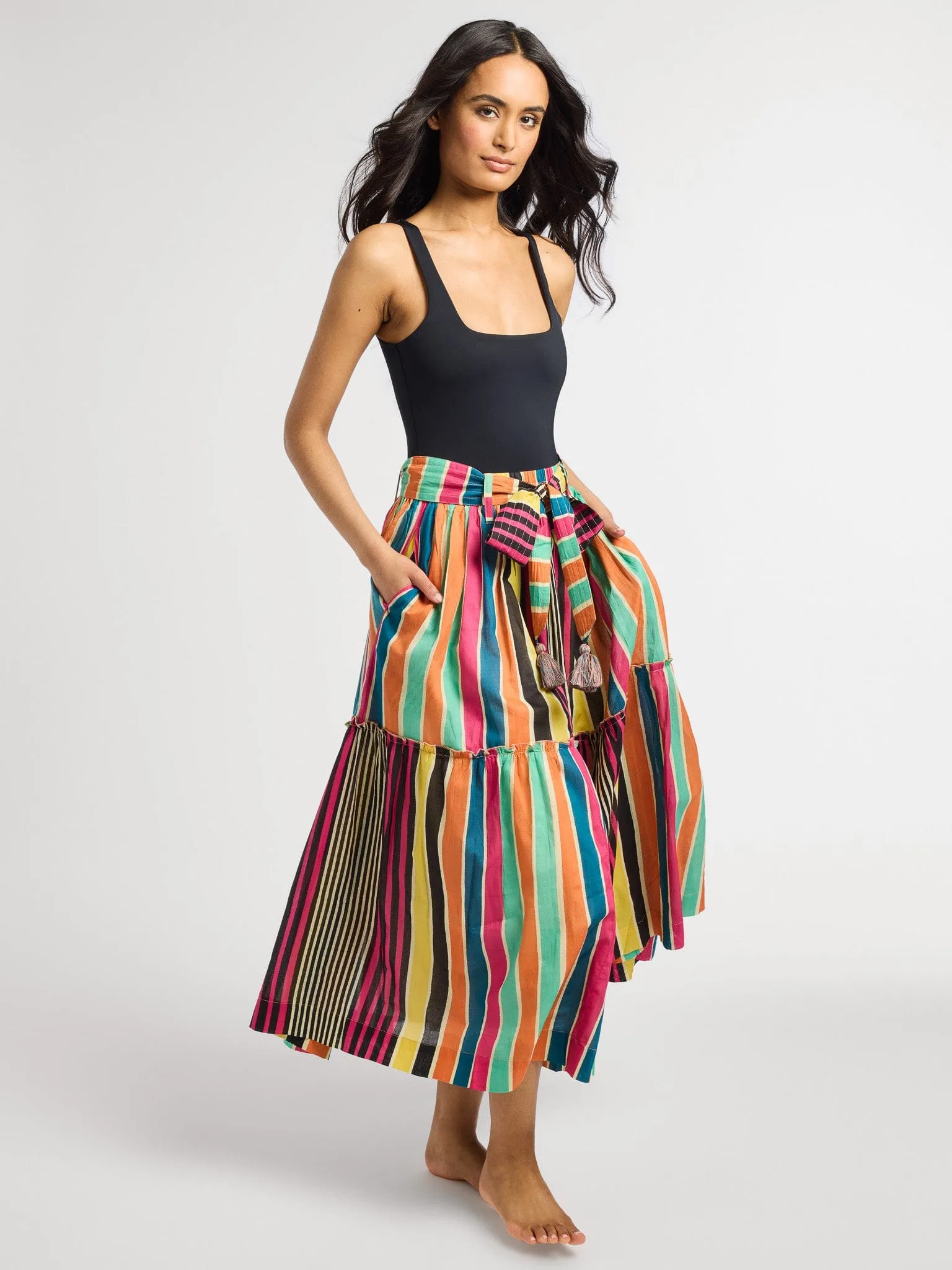 Francoise Skirt in Ibiza Stripe confident pose
