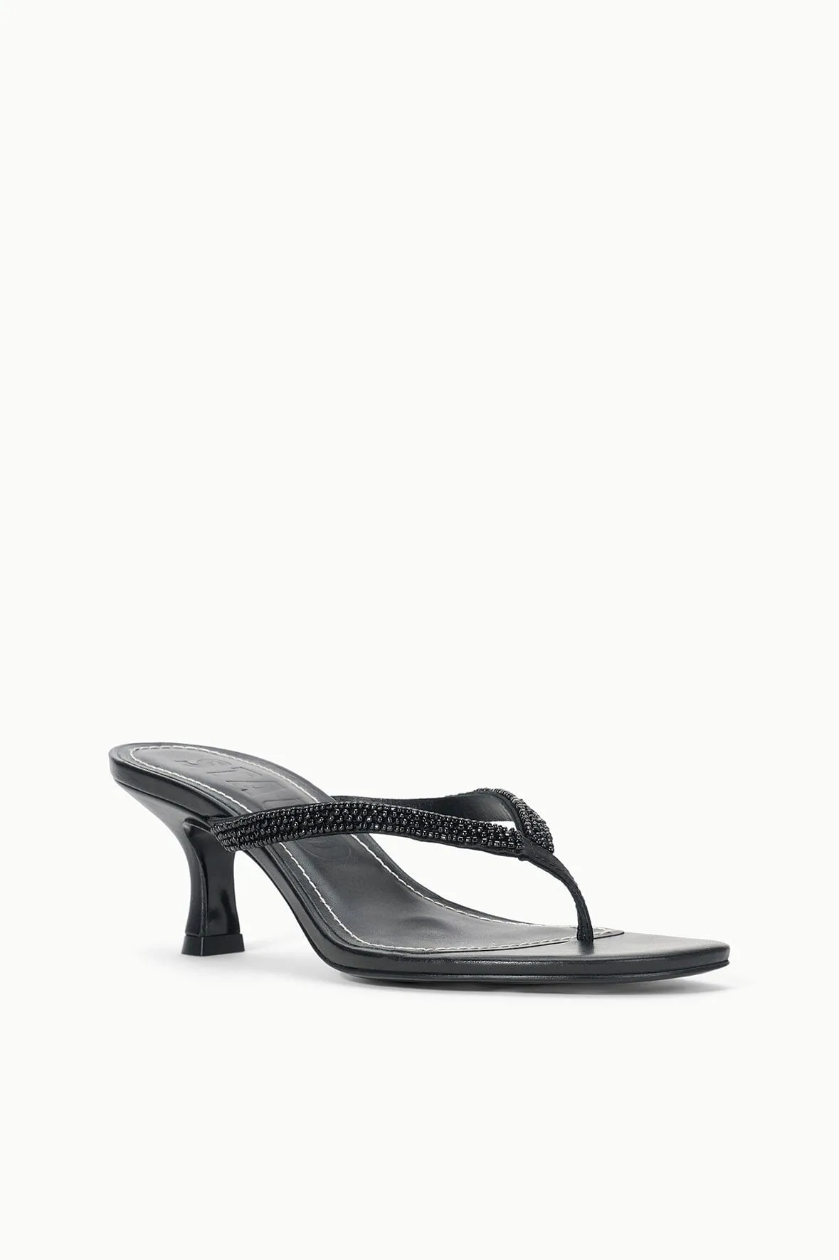 FREJA KITTEN HEEL | BLACK BEADED metallic sheen