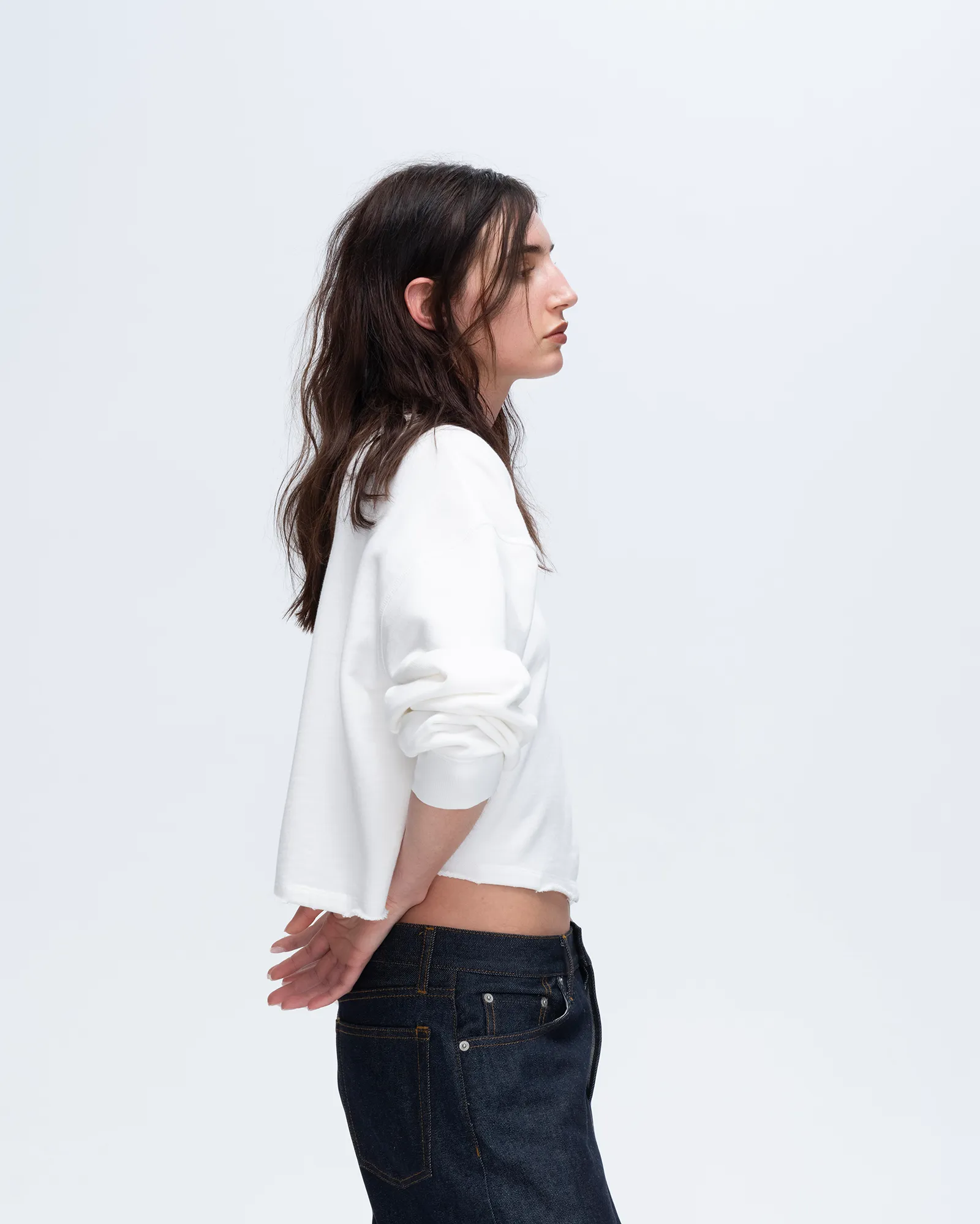 French Terry Cut-Off Sweatshirt - White Chill Look