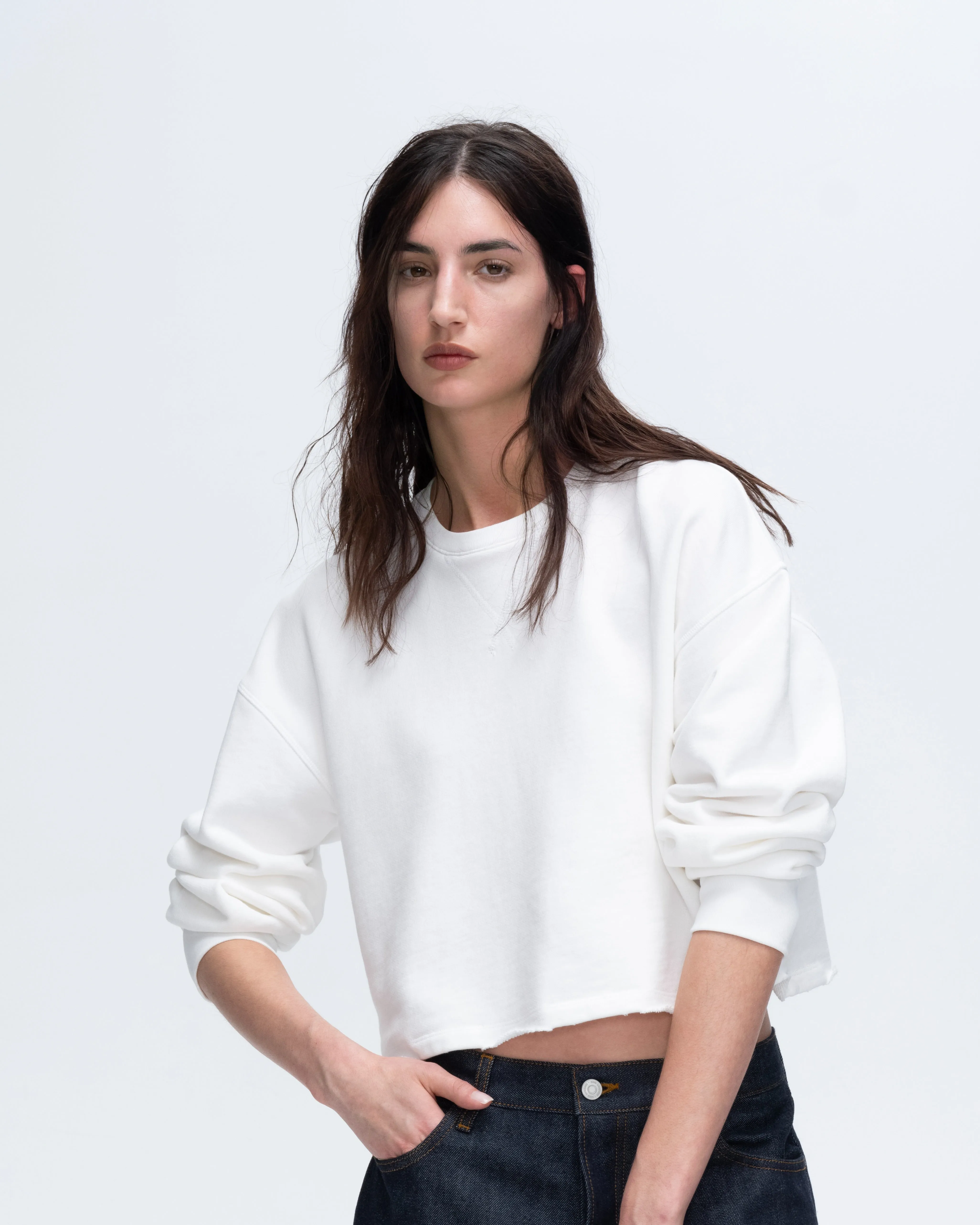 French Terry Cut-Off Sweatshirt - White All Weather
