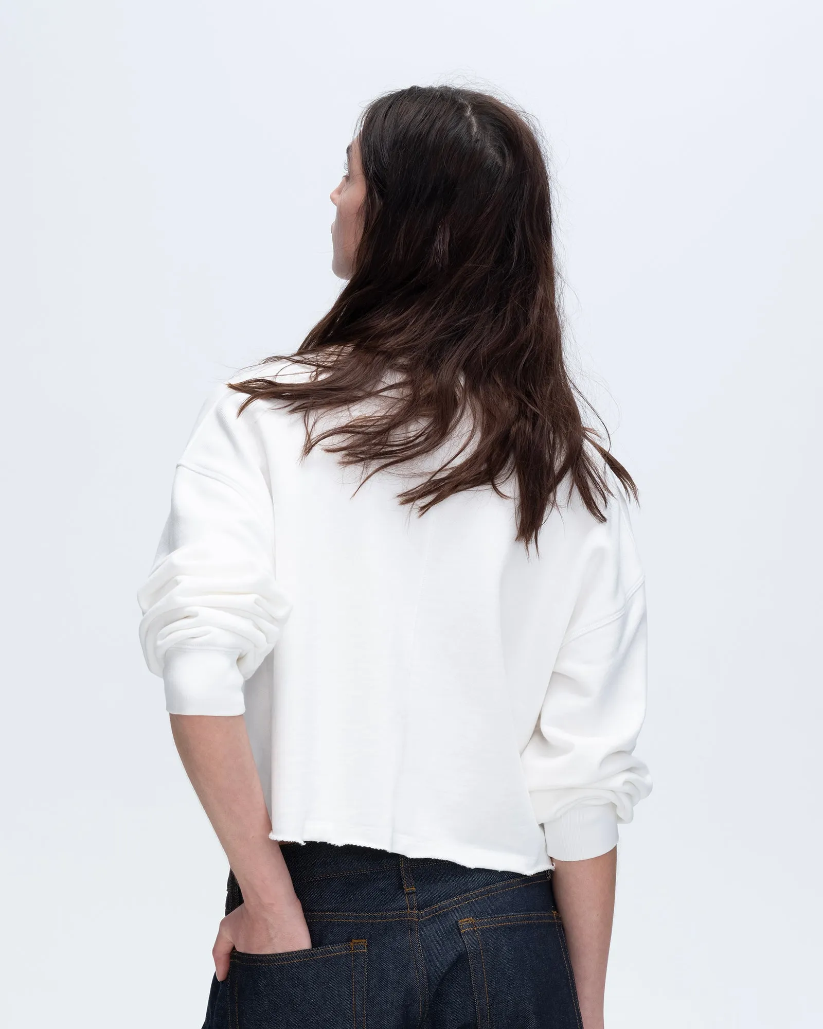French Terry Cut-Off Sweatshirt - White Layer Ready
