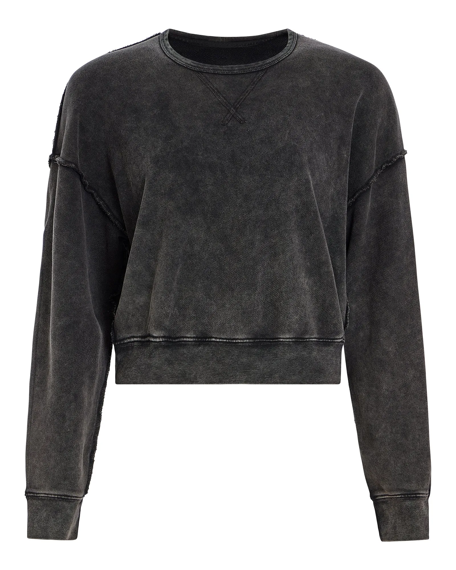 French Terry Pigment Wash Crew Neck Sweatshirt - Black Outdoor Fit
