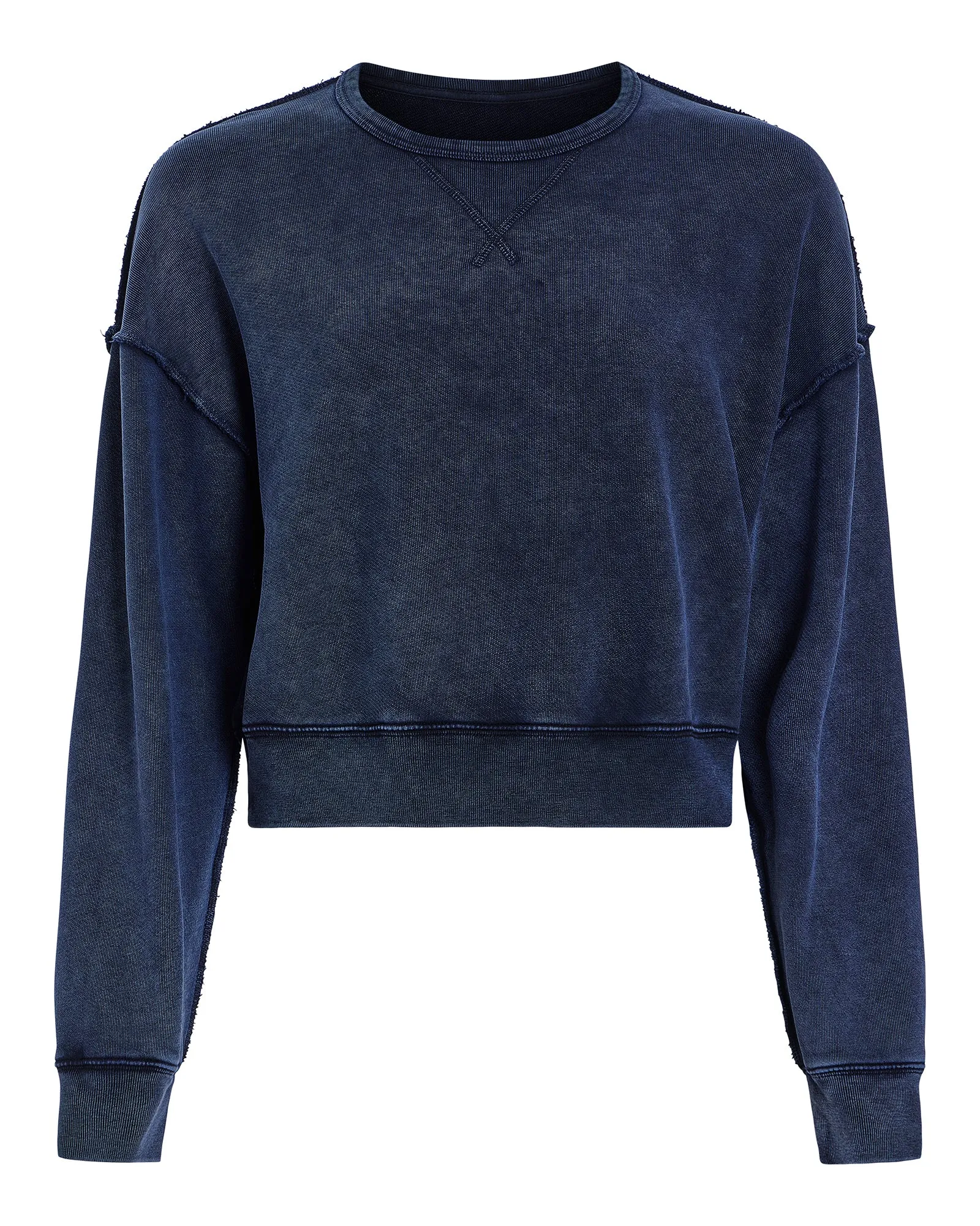French Terry Pigment Wash Crew Neck Sweatshirt - Dark Navy Layer Ready