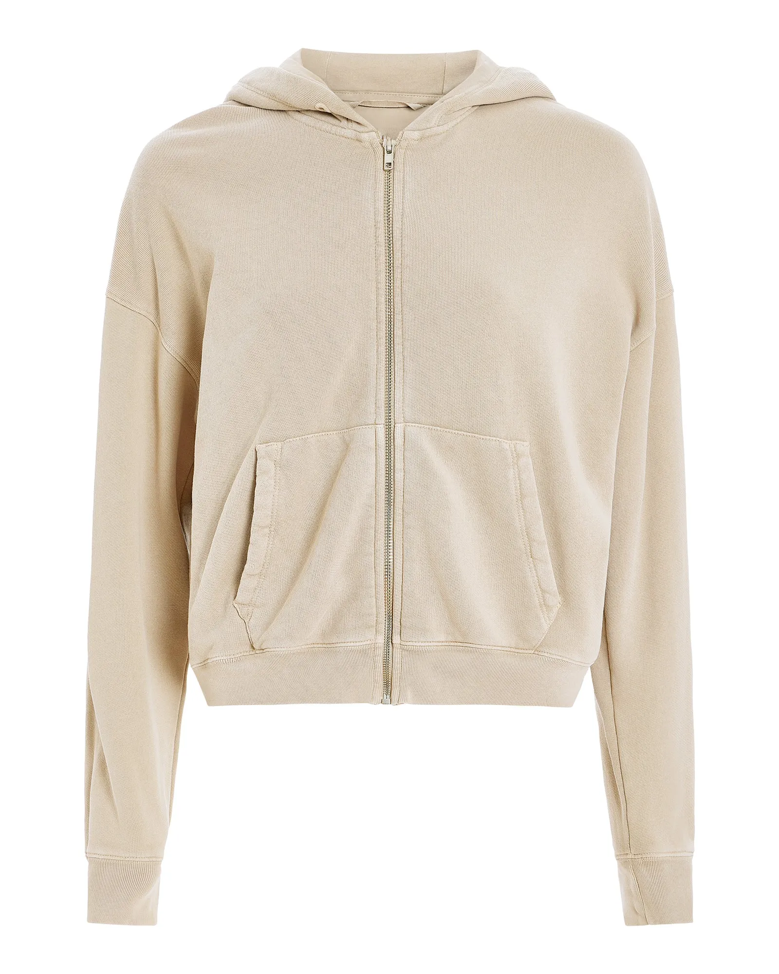 French Terry Pigment Wash Zip-Up Hoodie - Dune Quiet Layers