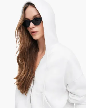 French Terry Pigment Wash Zip-Up Hoodie - White Stay Warm