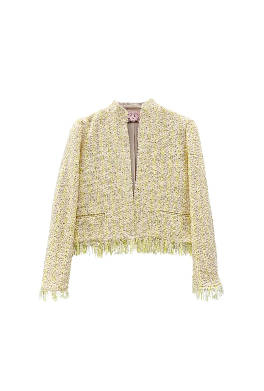 Fringed Mona Lee Blazer - Ivory Twinkle Tweed bold explorer
