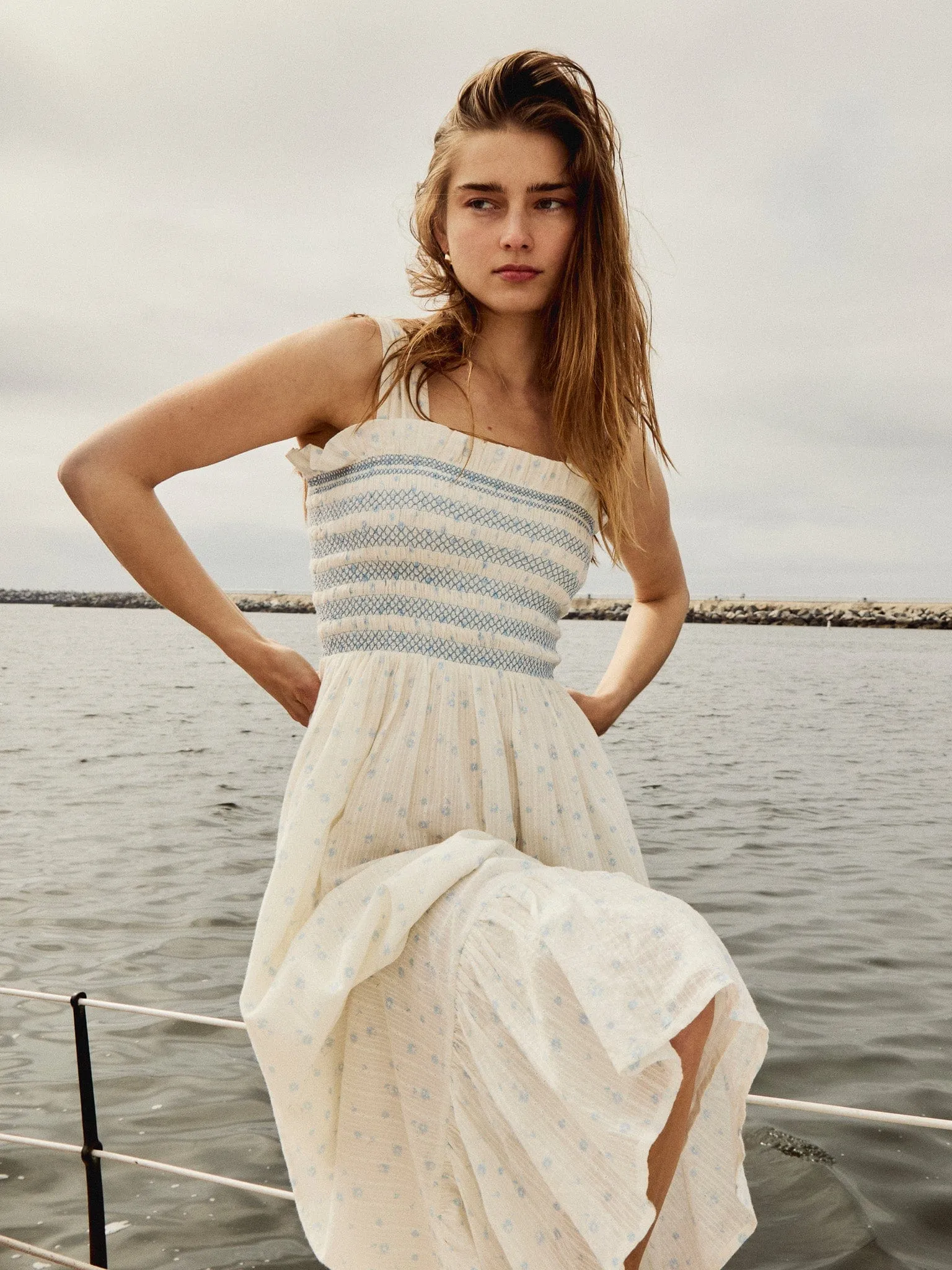 Garden Dress in Blue Flora coffee date